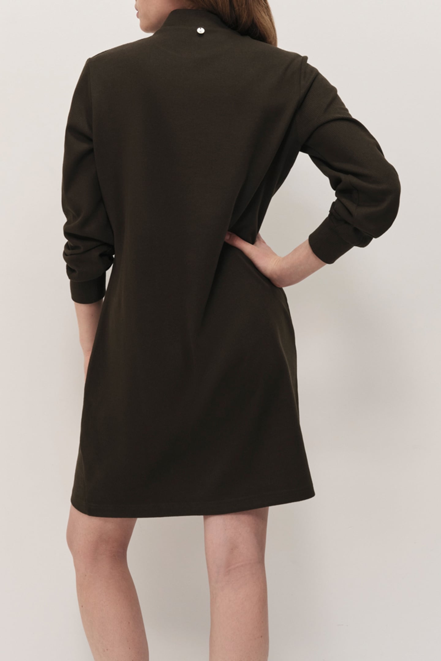 RAVEN - KHAKI INTERLOCK RIBBED DRESS 2