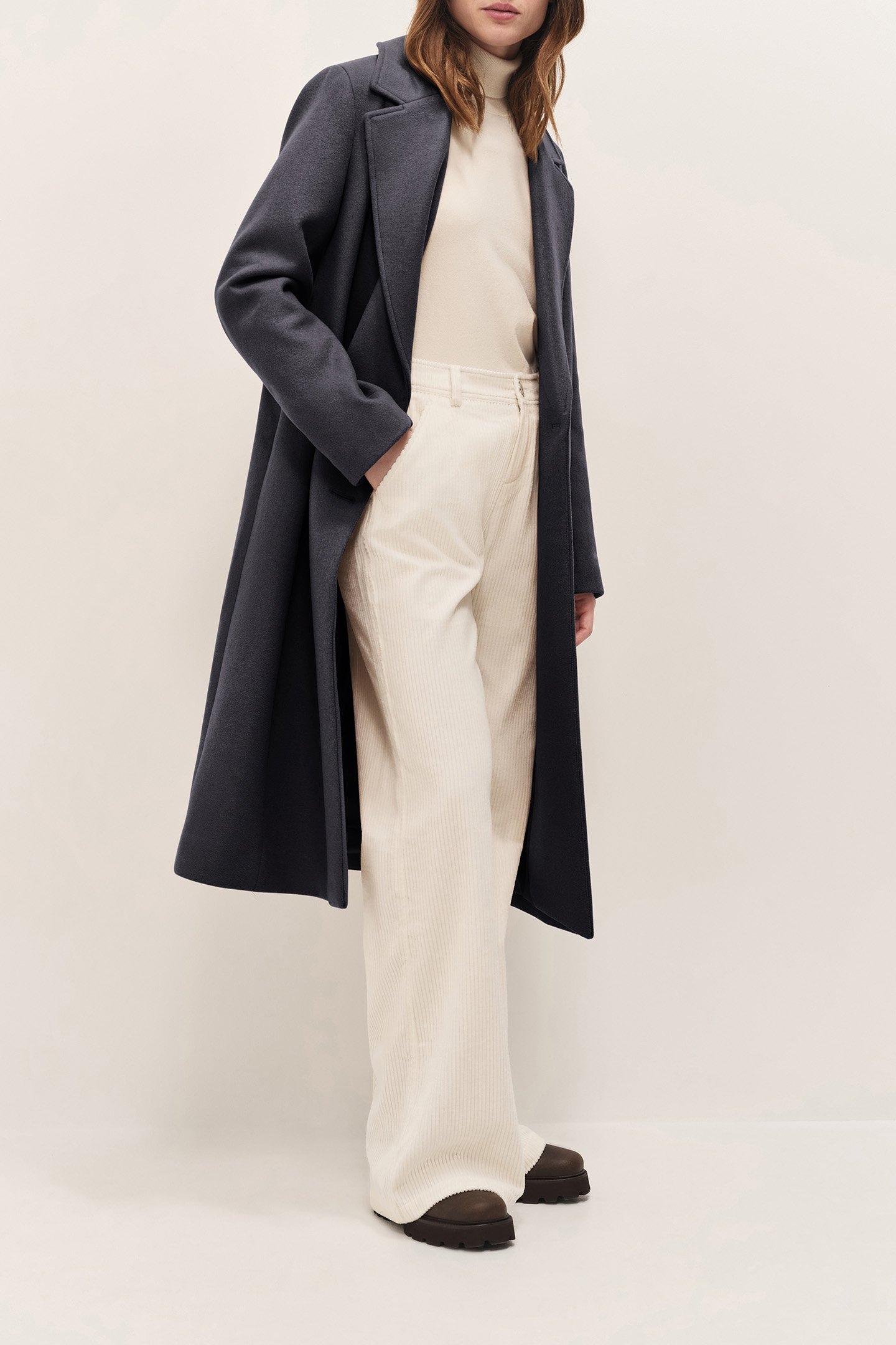 DIMITRI - CHARCOAL GREY LONG COAT WITH WIDE TAILORING COLLAR 4