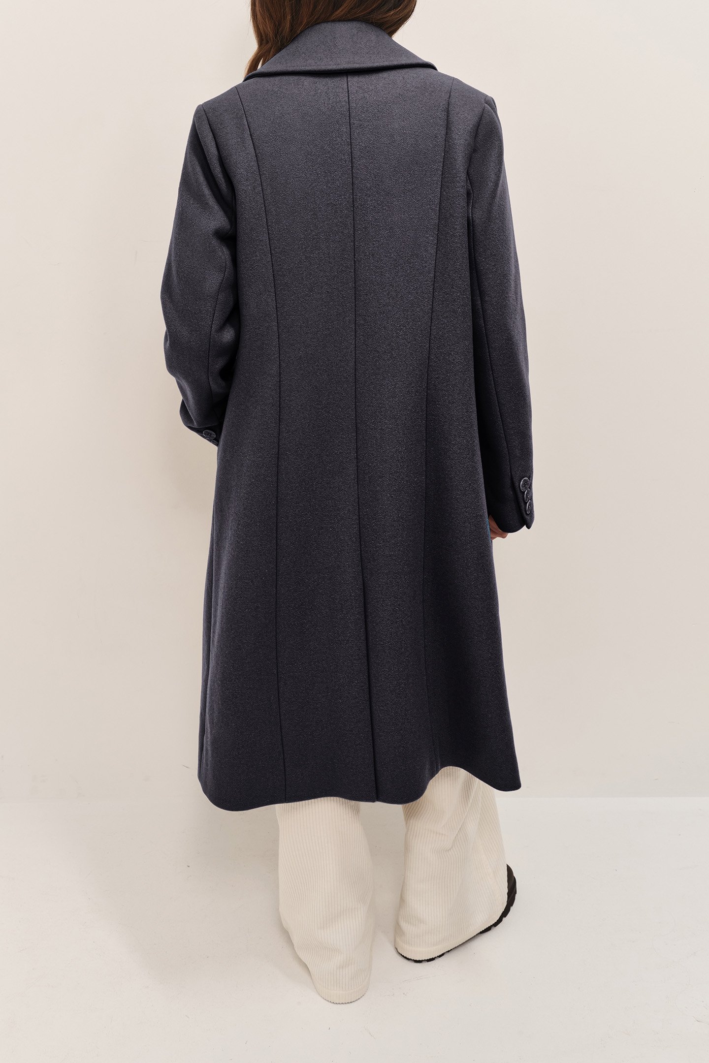 DIMITRI - CHARCOAL GREY LONG COAT WITH WIDE TAILORING COLLAR 2
