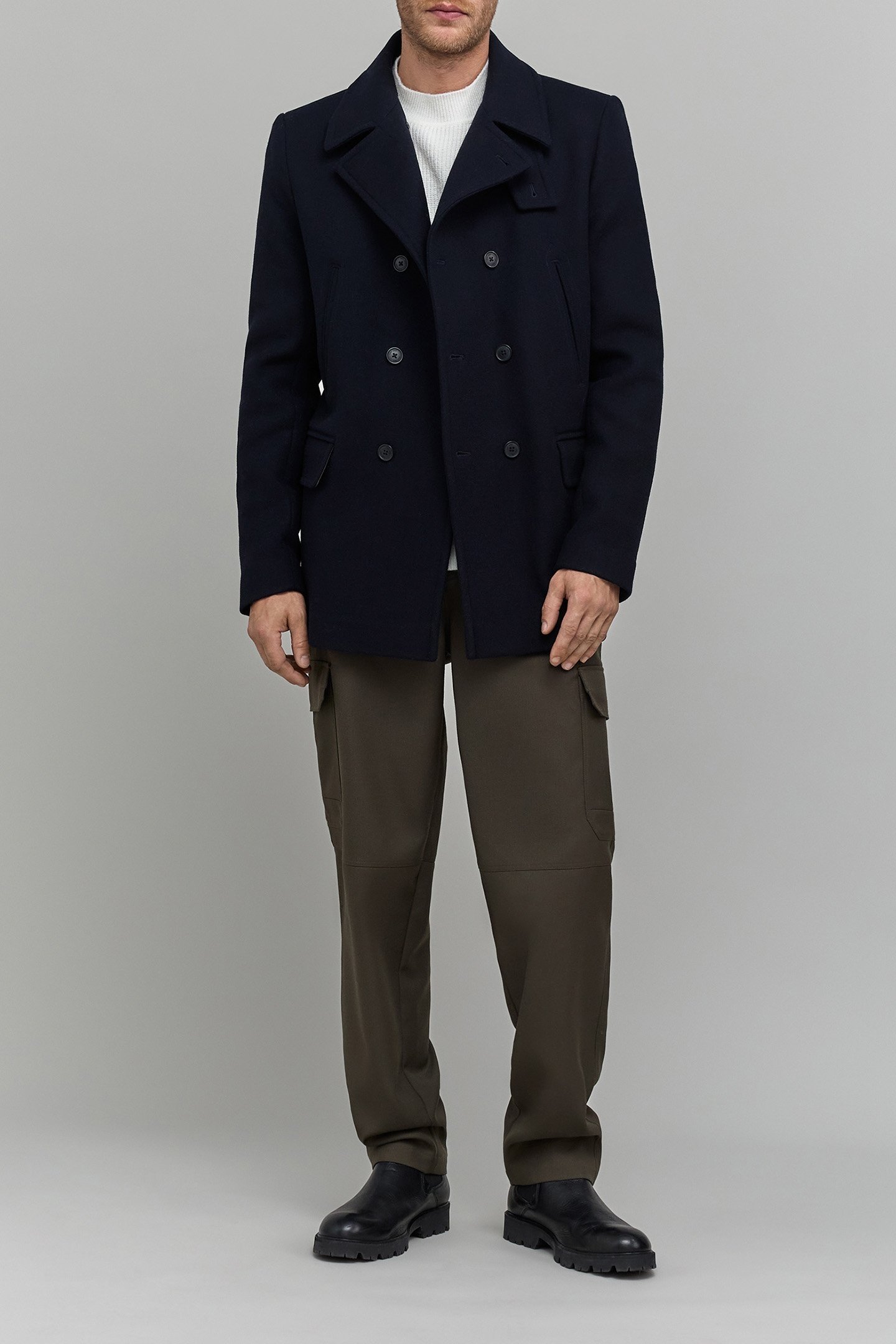 NAVY BLUE WOOLLY PEA COAT 3