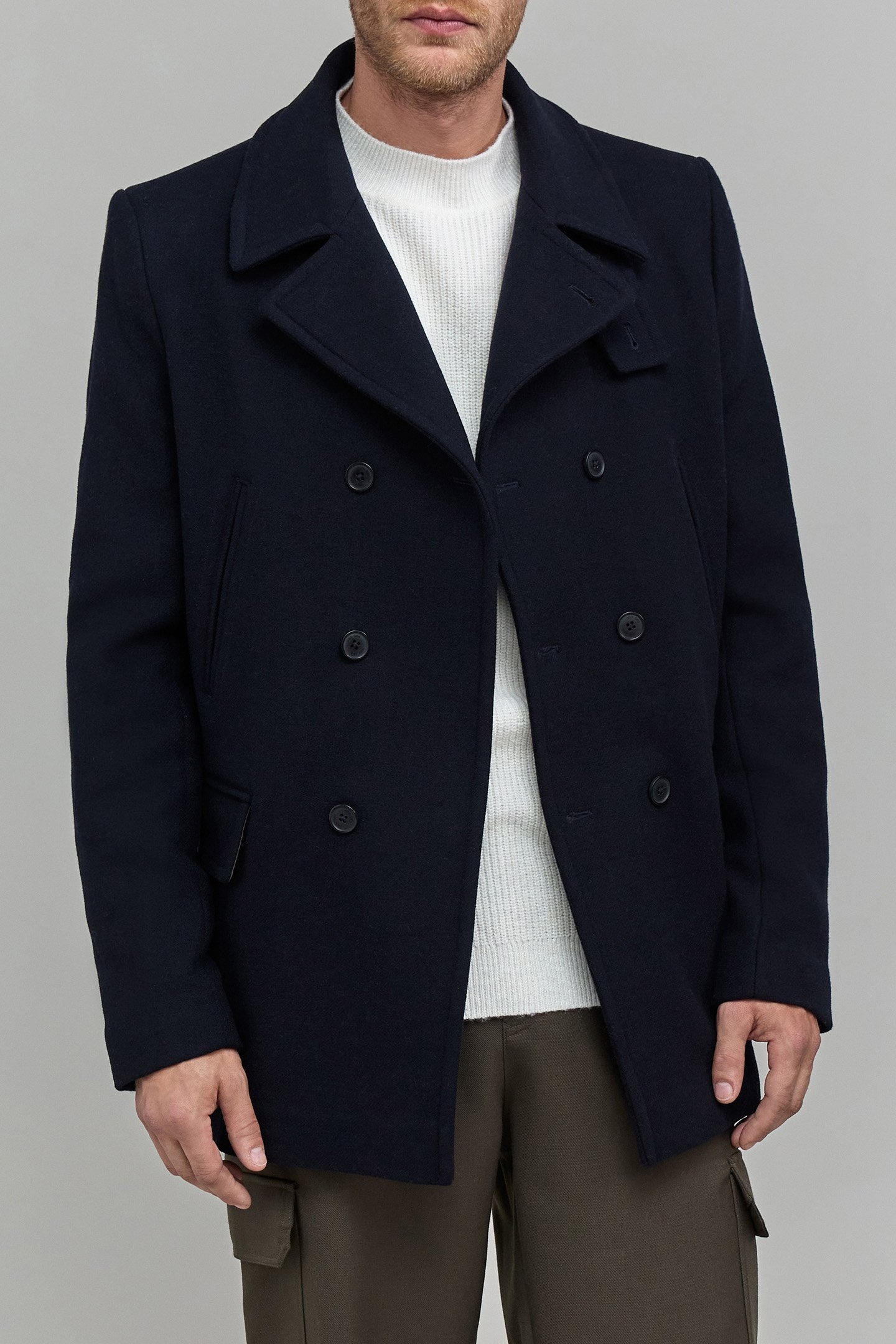 NAVY BLUE WOOLLY PEA COAT 4