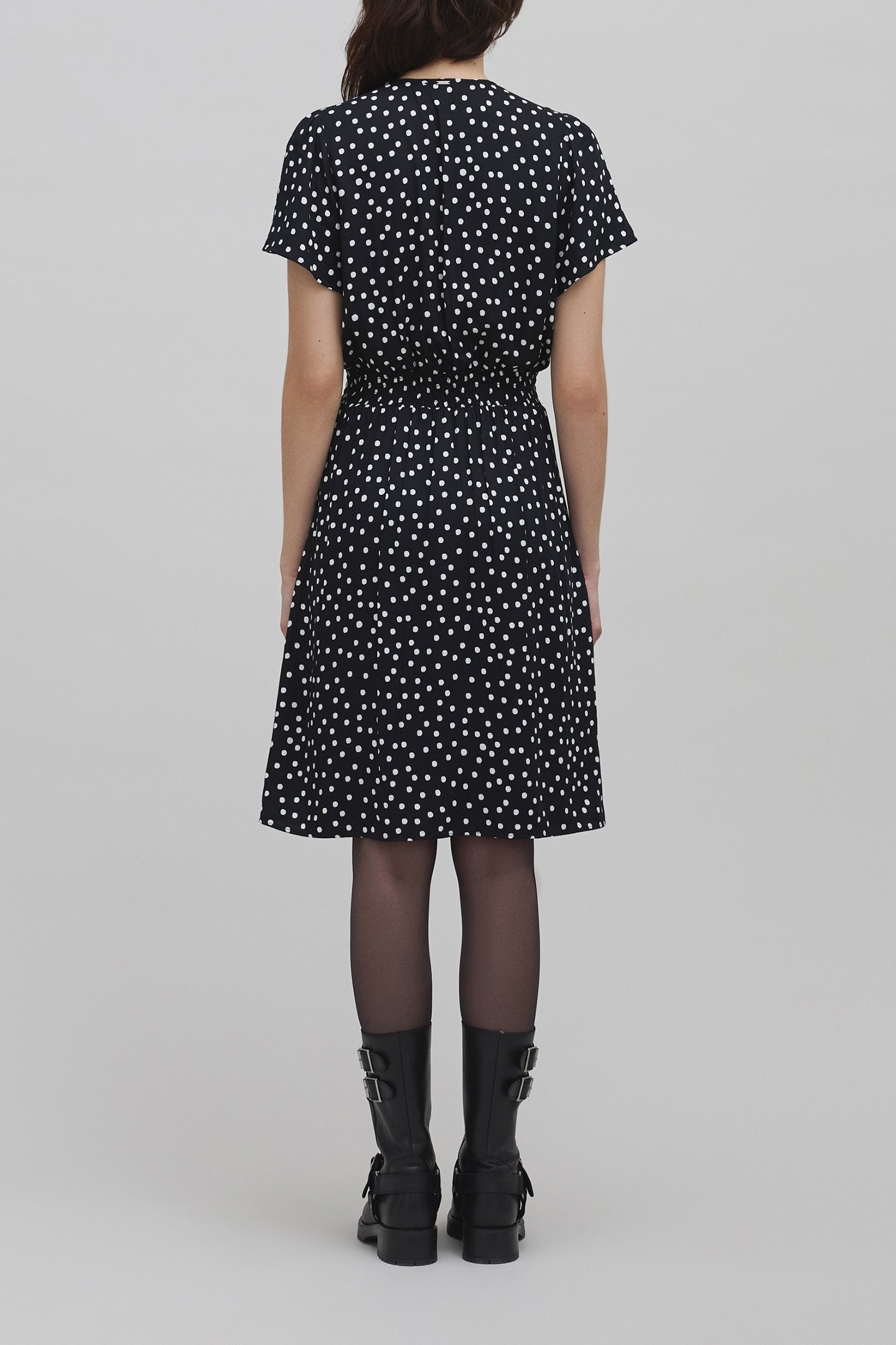 BLACK LENZING™ ECOVERO™ POLKA DOT PRINT DRESS 3