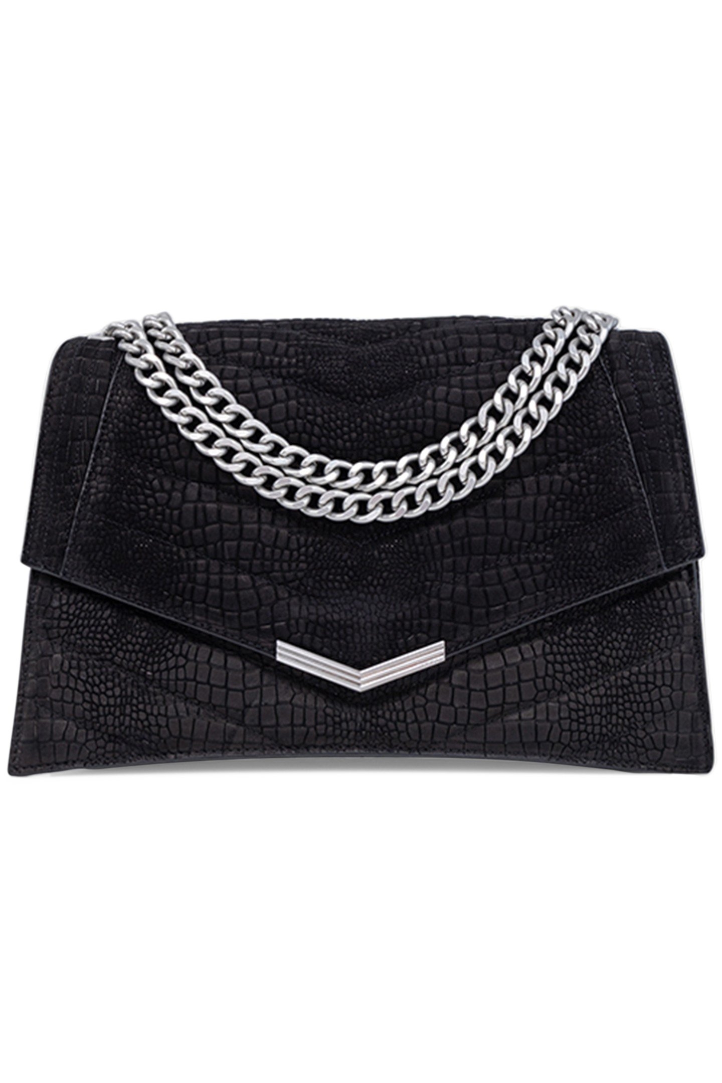 THE 1. BLACK CROCODILE-EFFECT EMBOSSED LEATHER BAG SIZE L 1