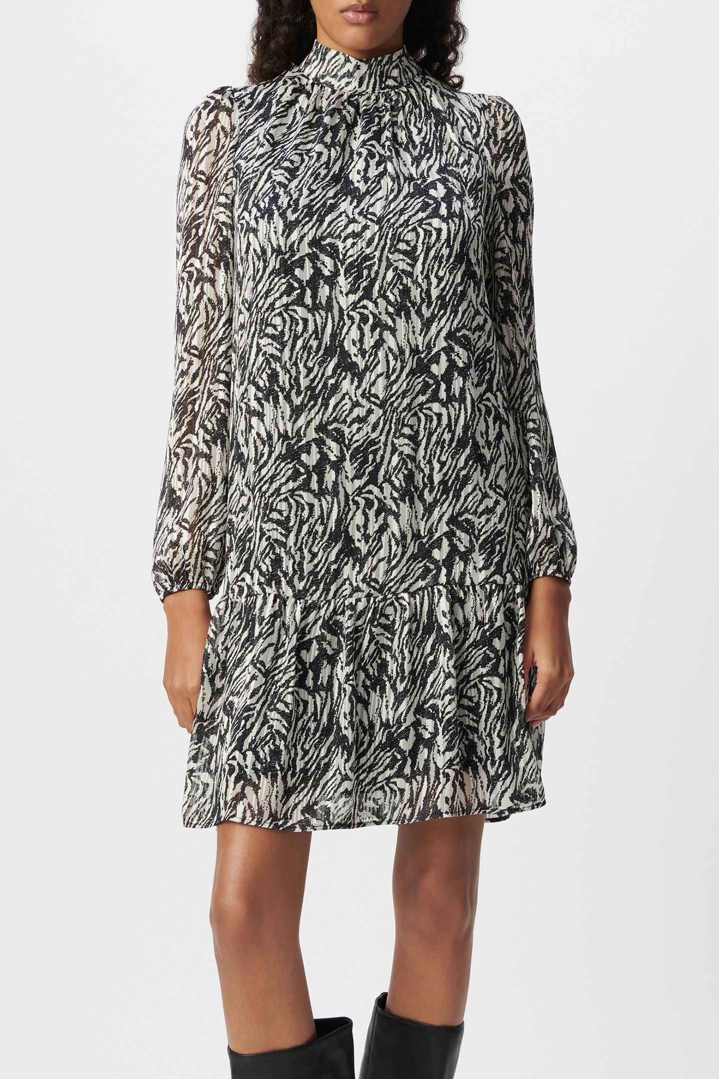 IVORY LUREX ZEBRA PRINT DRESS 1