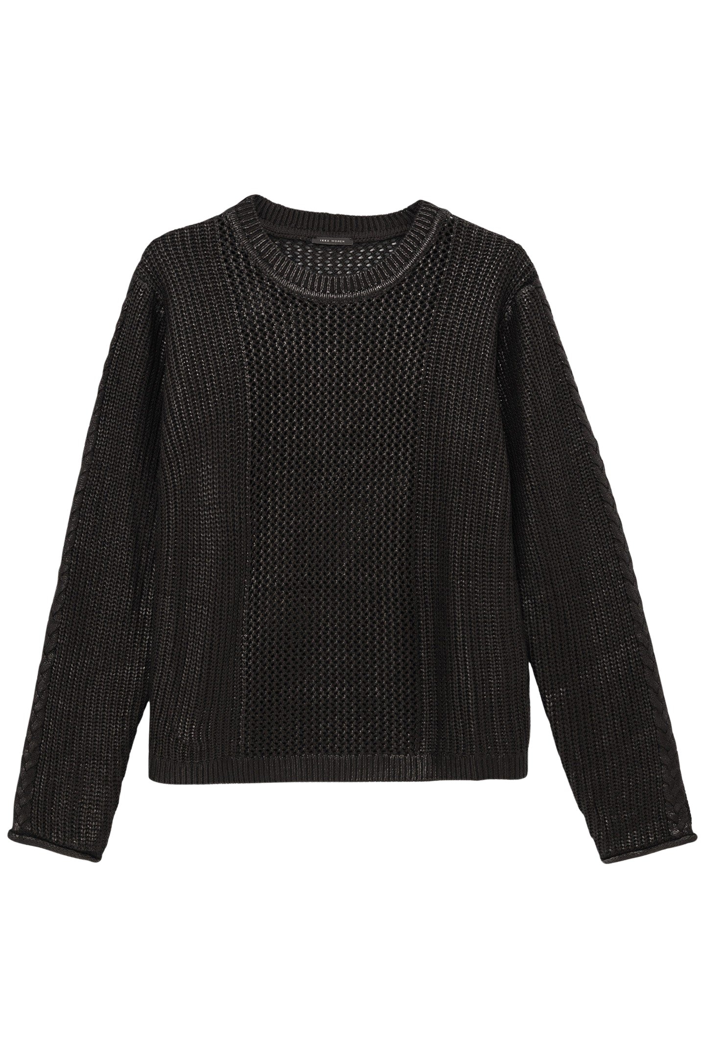 BLACK OPENWORK KNIT SWEATER 4