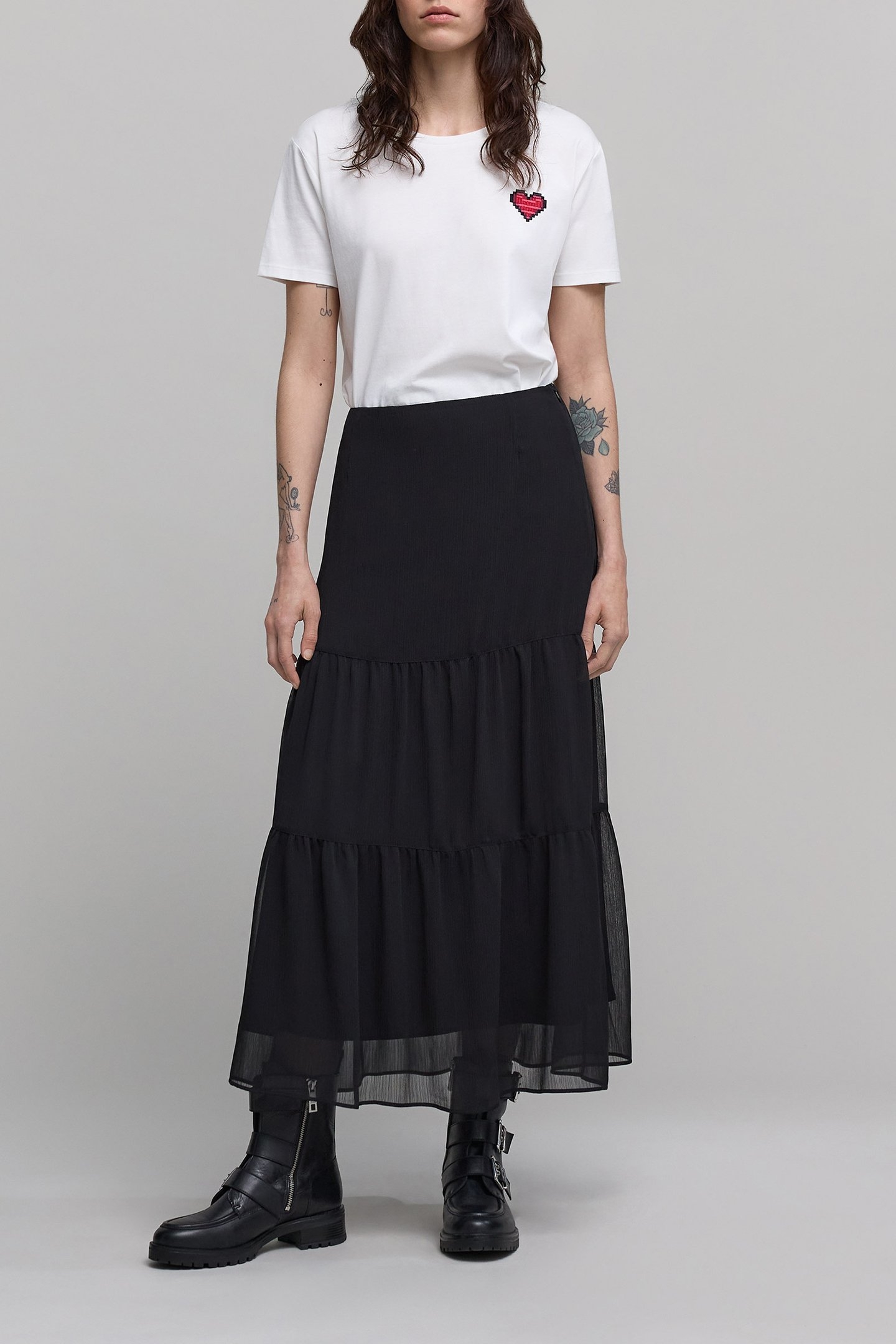 LONG BLACK CREPE VEIL SKIRT 3