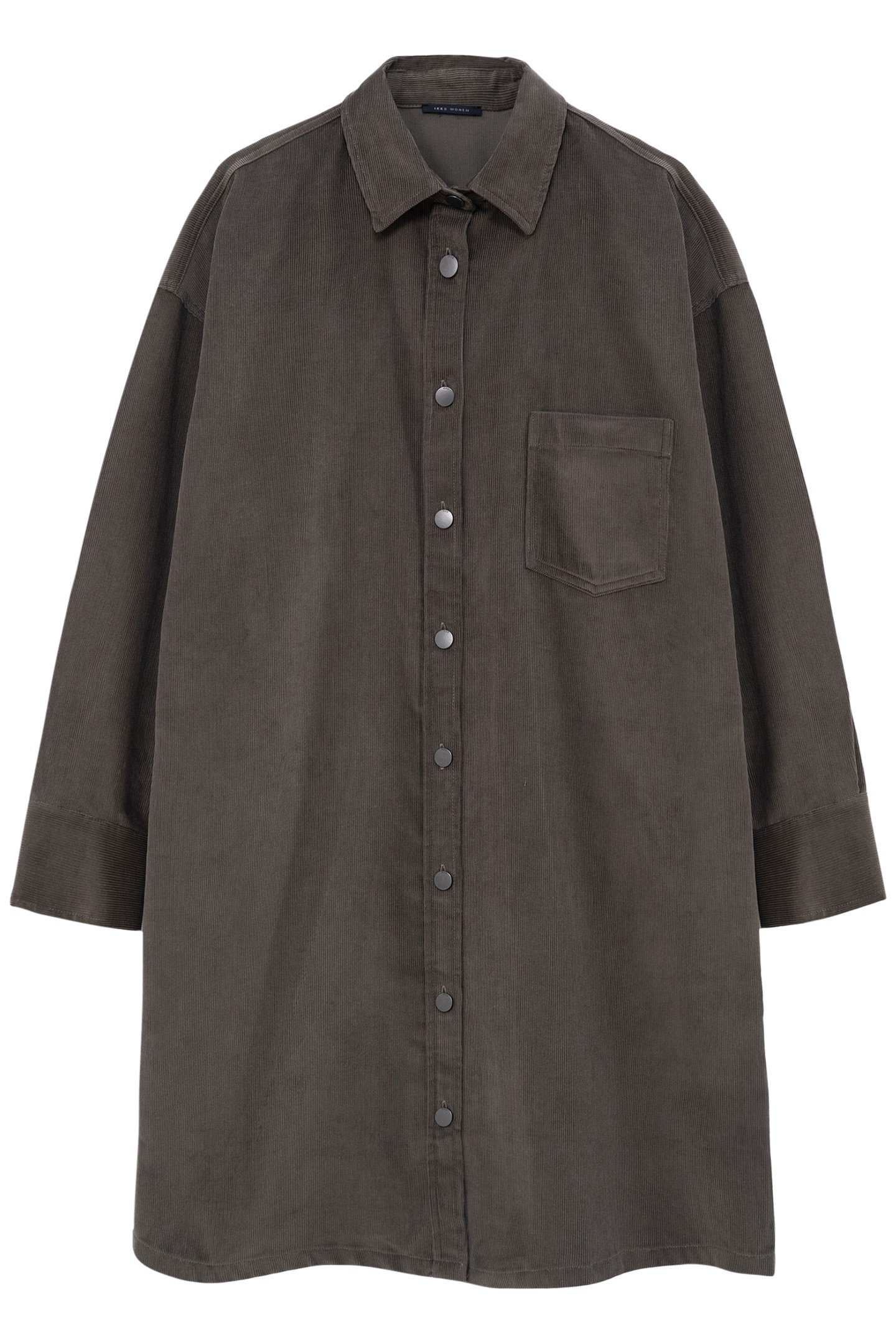 KHAKI BELTED VELOUR SHIRT DRESS 1