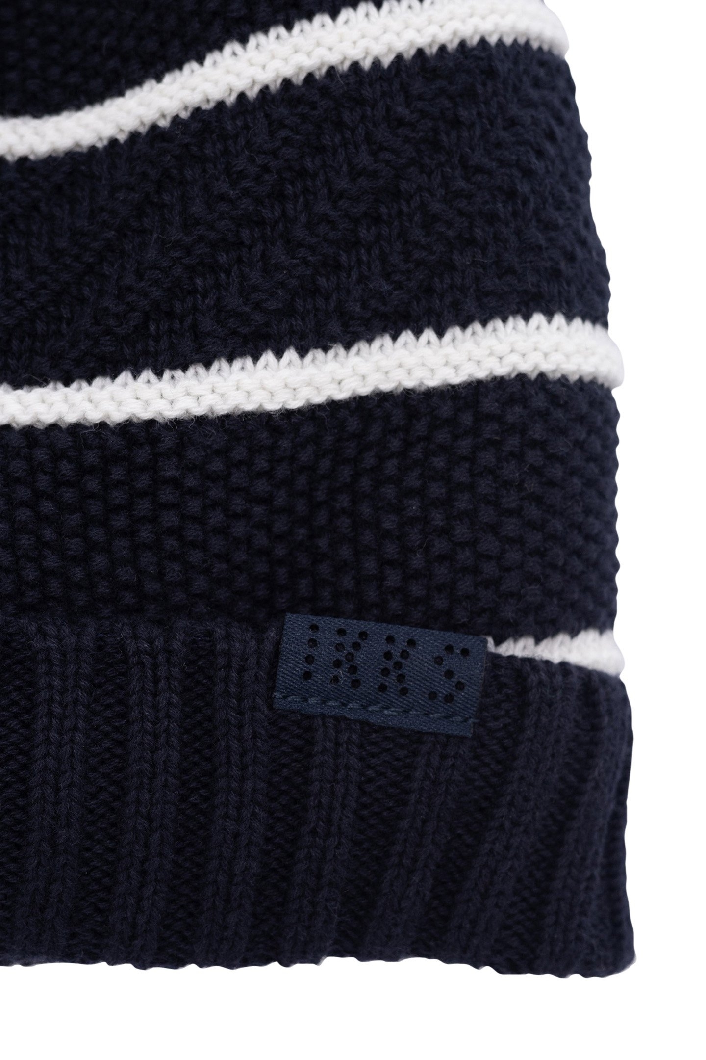 BOY'S NAVY KNITTED HAT WITH FURRY STRIPES 3