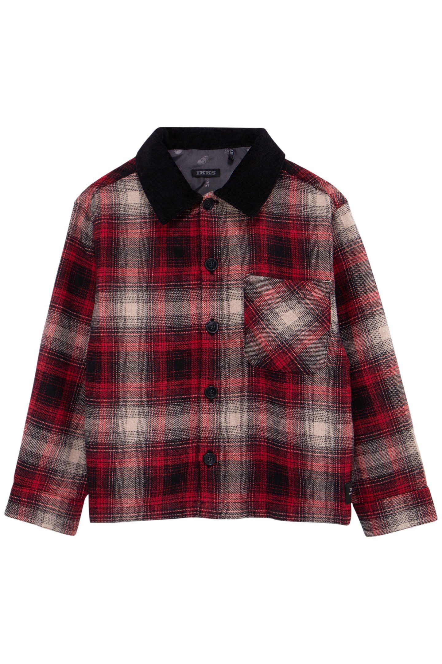 BOY'S RED PLAID SHIRT WITH VELVET COLLAR 1