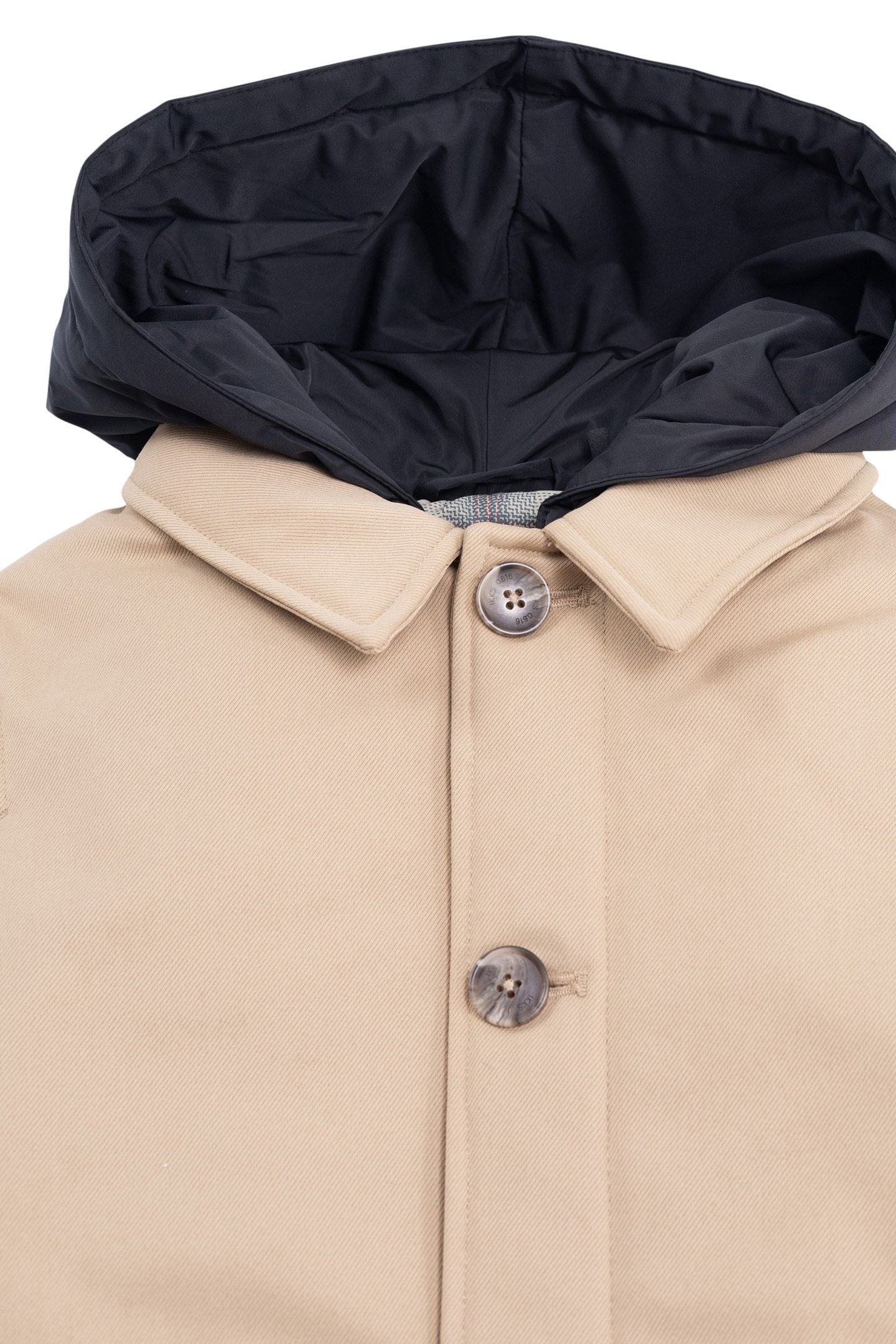 BEIGE TRENCH COAT WITH BOY'S HOODED TRIM 4