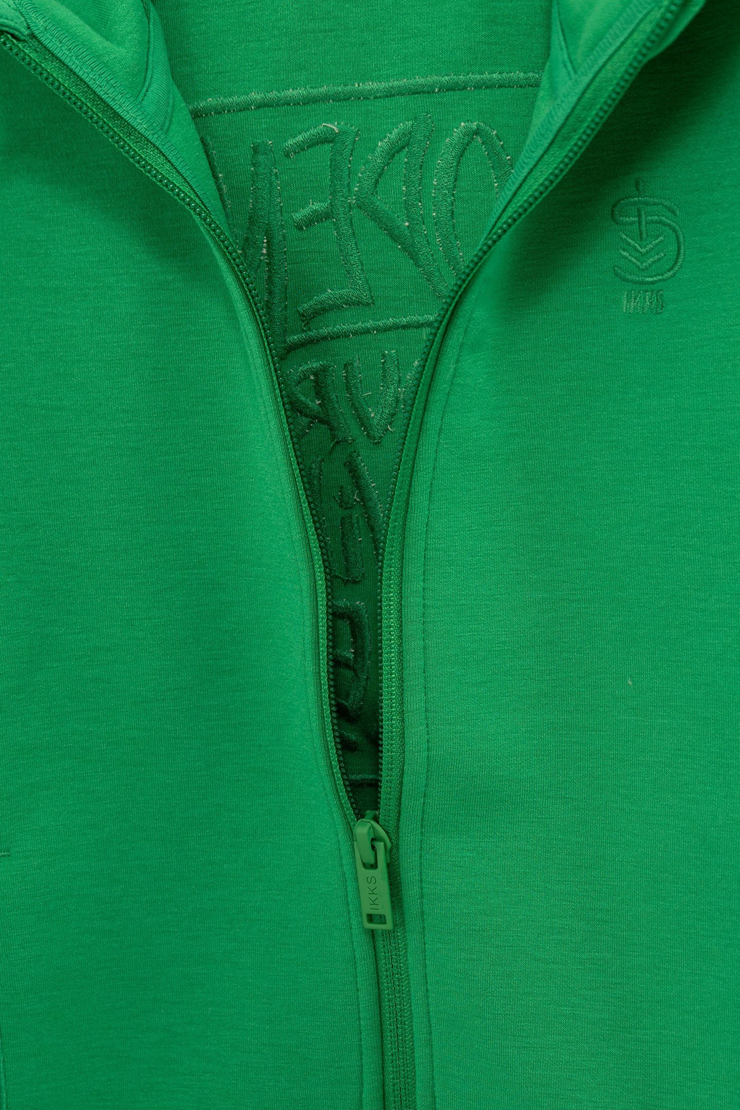 BOY'S GREEN ZIPPED CARDIGAN, SLOGAN EMBROIDERED ON BACK 7