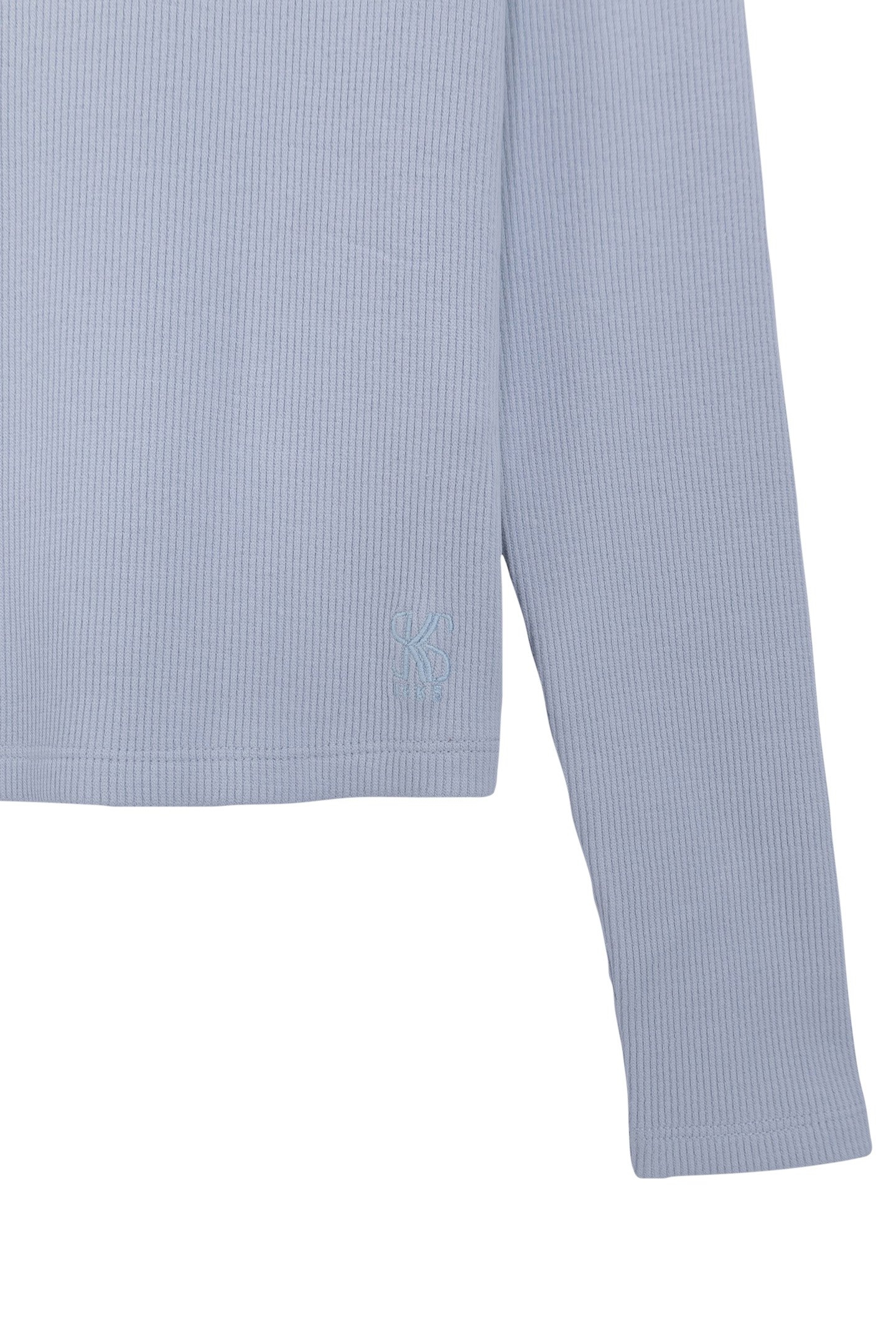 GIRLS' SKY-BLUE RIB-KNIT T-SHIRT 5