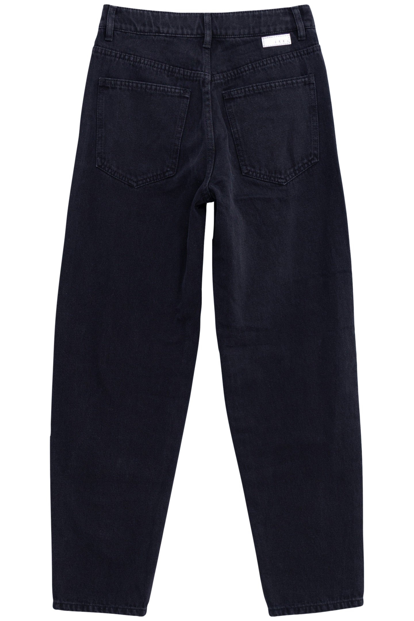 GIRL'S BLACK WATERLESS GAUCHO JEANS, WHITE TOPSTITCHING 2