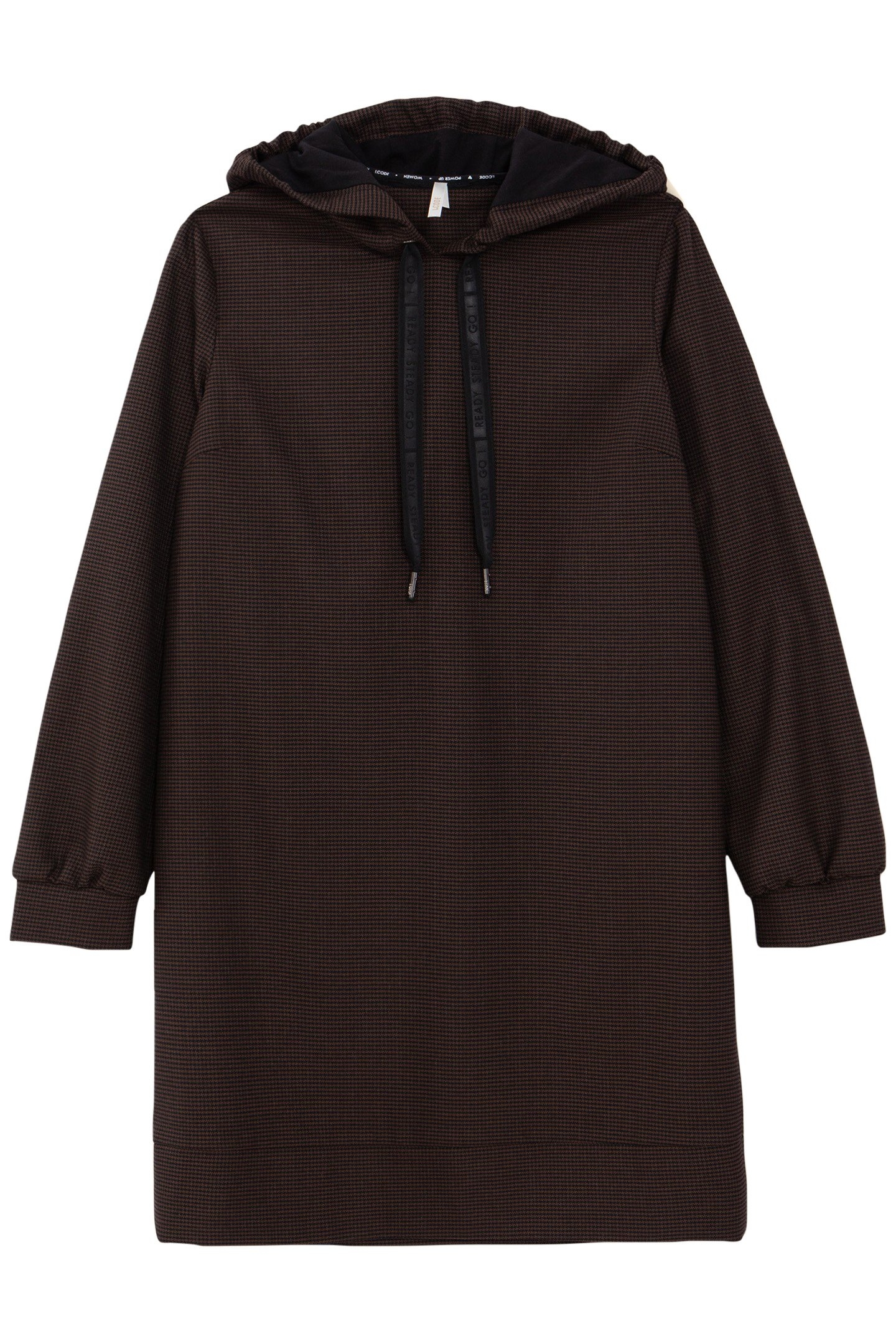 CAMEL HOUNDSTOOTH HOODED DRESS 4