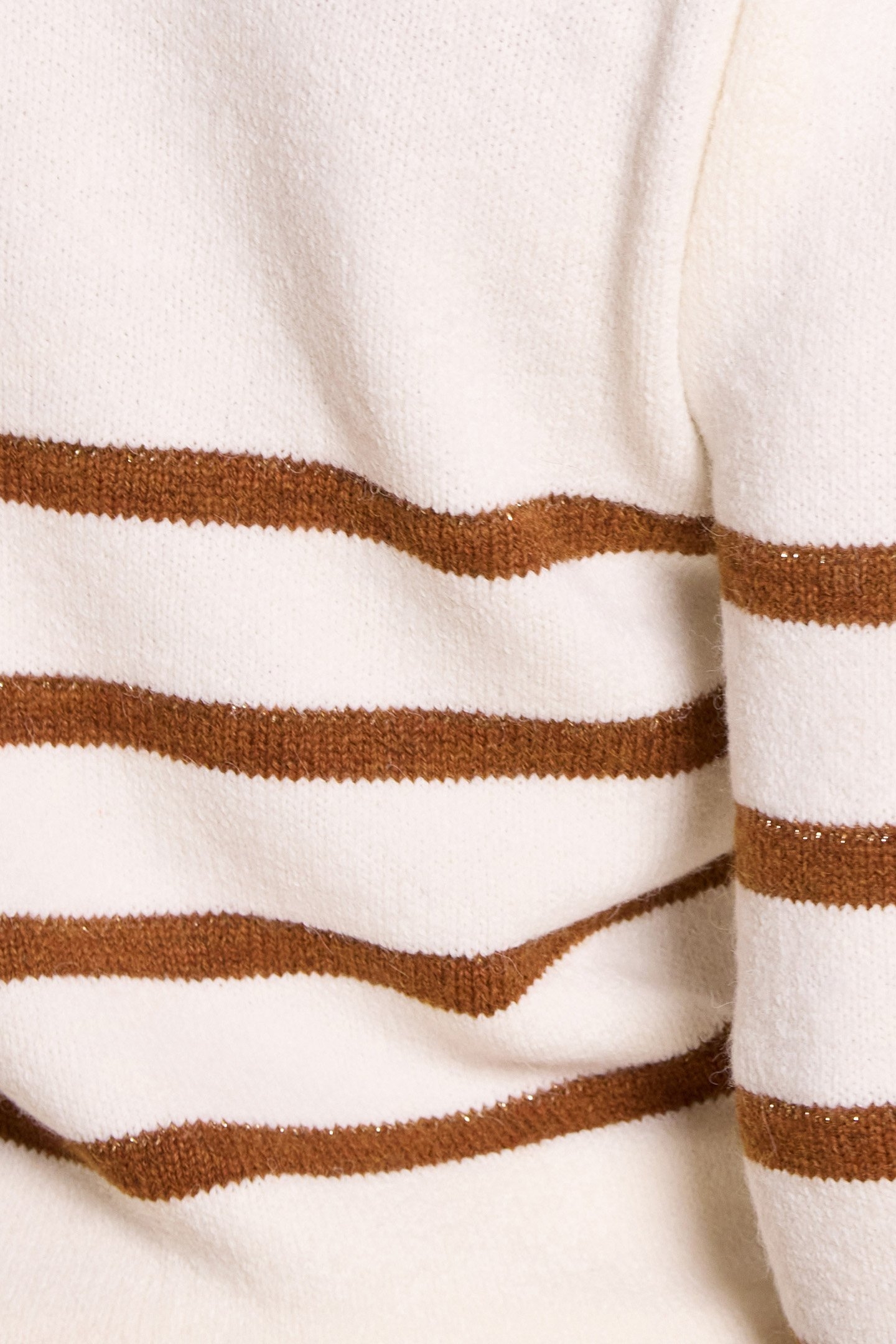 ECRU KNIT SWEATER WITH CAMEL STRIPES 7