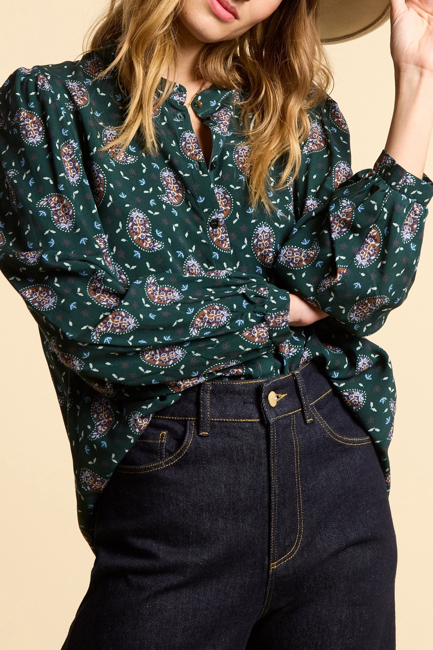 MIDNIGHT GREEN PAISLEY BLOUSE 5
