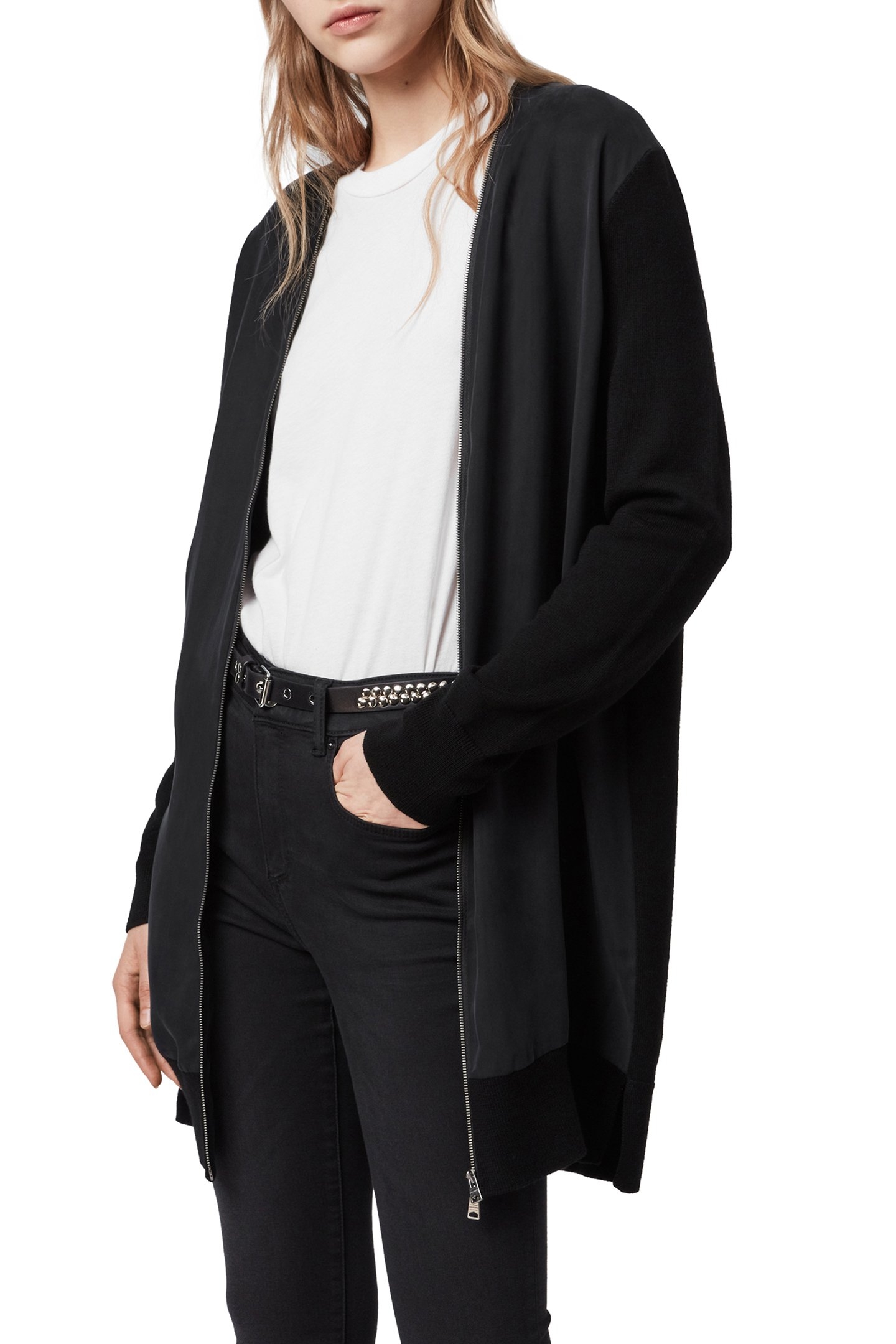 JAMIE ZIP CARDIGAN BLACK/INK NAVY 1