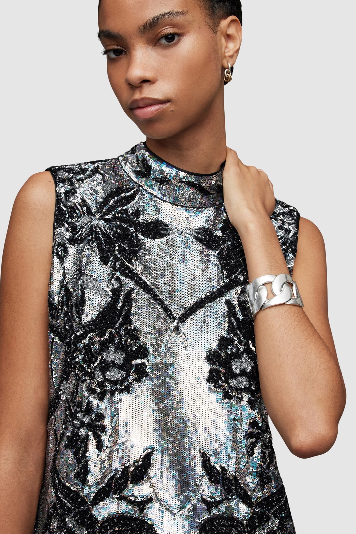 HARPER EMB MINI DRES SILVER 7