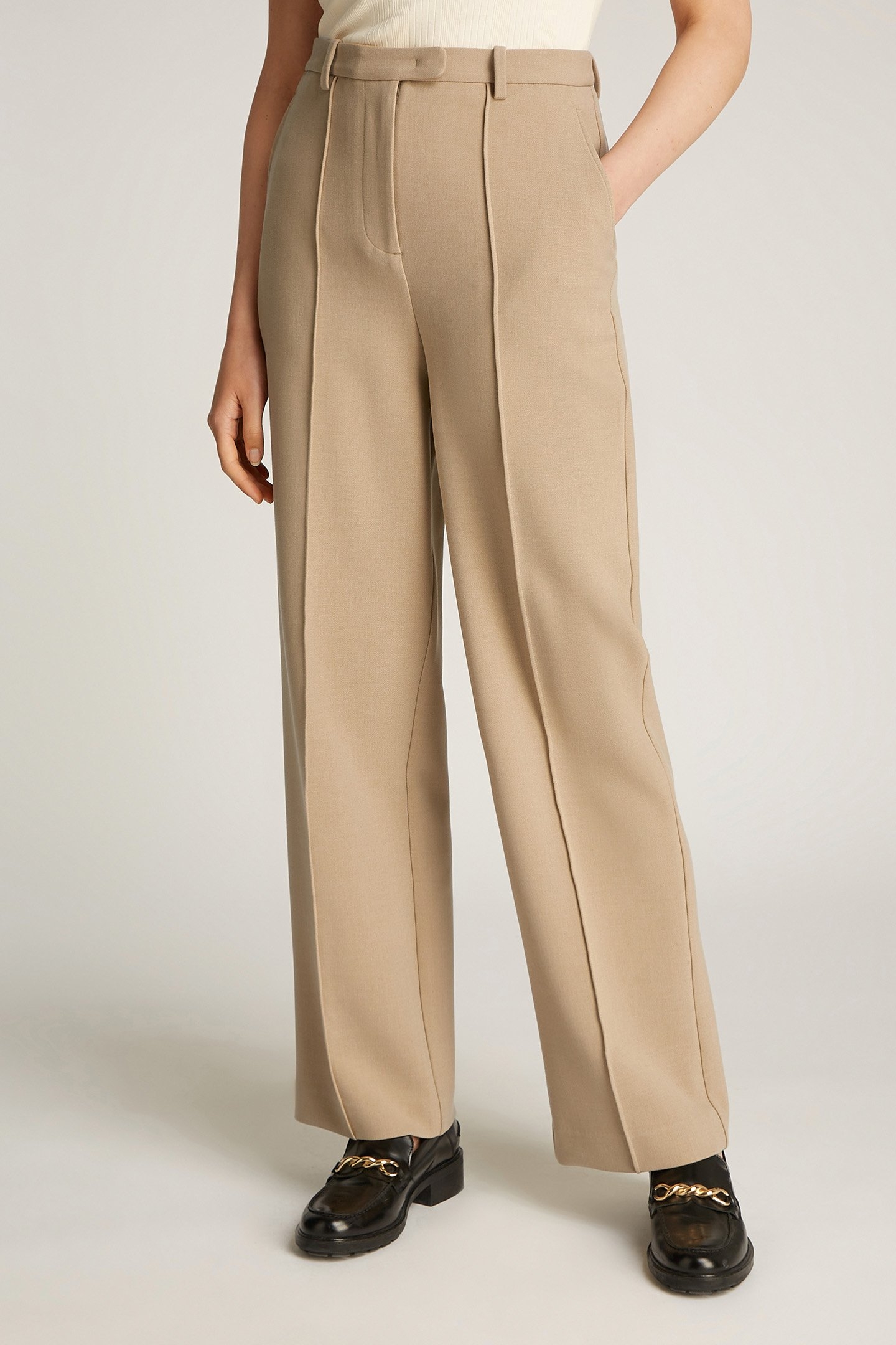 PUNTO RELAXED FIT STRAIGHT LEG PANTS BEIGE 1