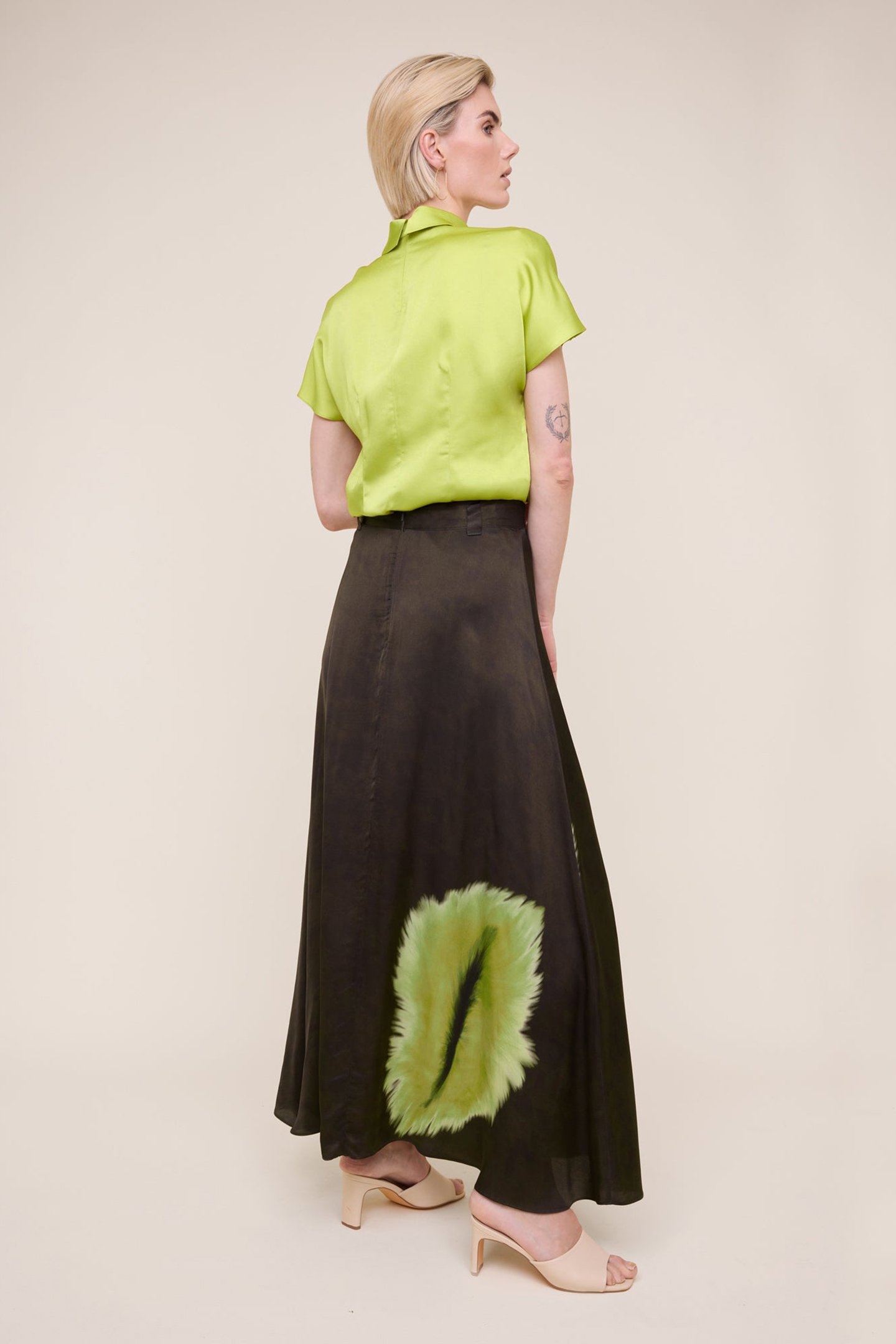 A LINE FEATHER SKIRT FOREST NIGHT/PALM 3