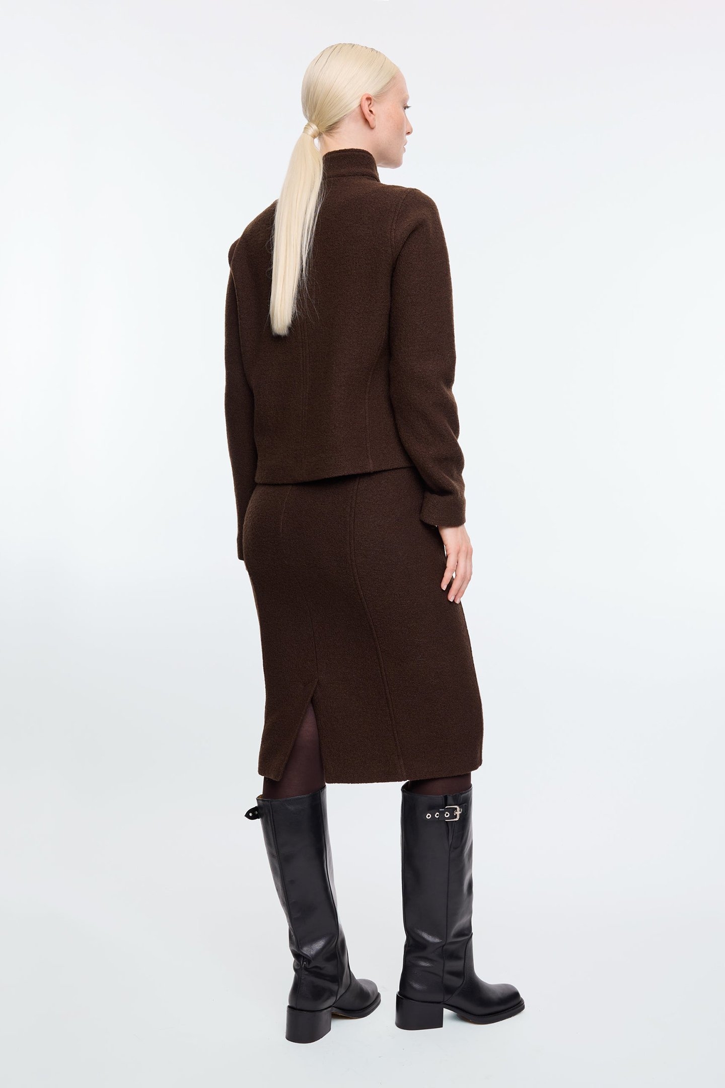 CURL WOOL PENCIL SKIRT TURKISH COFFEE 3