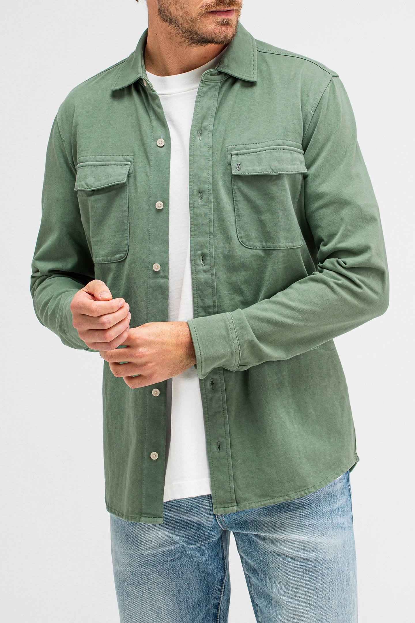 FINN POCKET JERSEY OVERSHIRT JADE GREEN 1