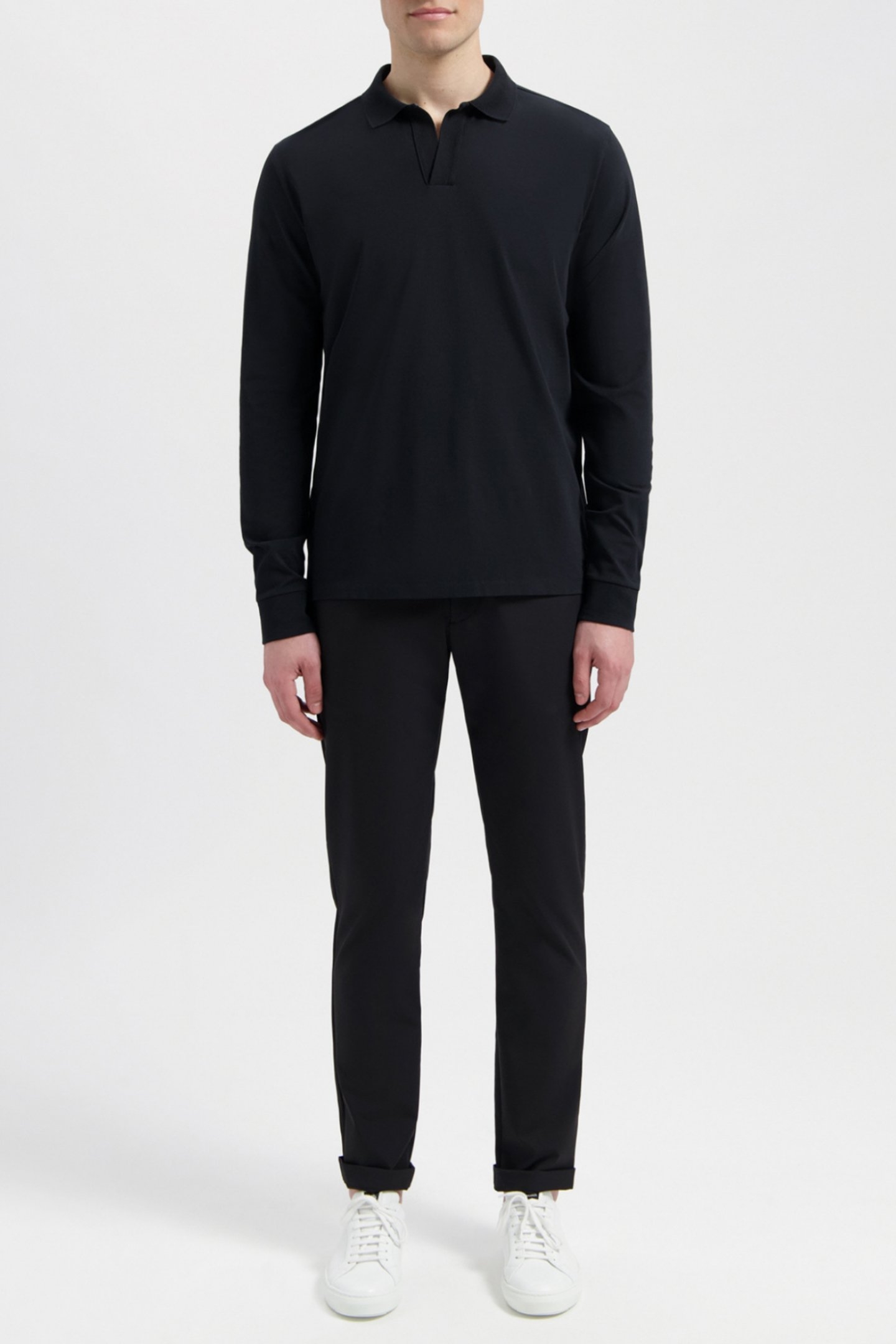 FILIP | JERSEY STRETCH LONGSLEEVE POLO PURE BLACK 1