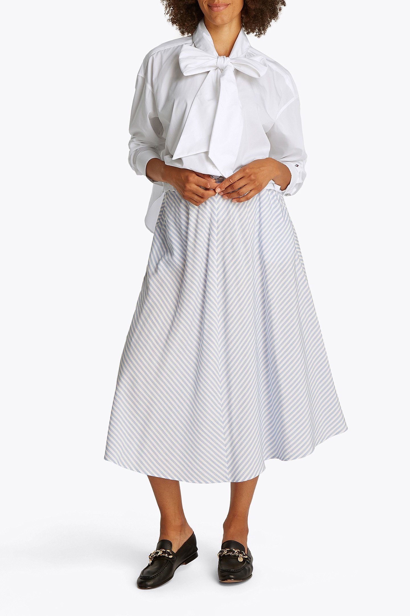 SOFT CO BOW COLLAR TH RELAXED FIT BLOUSE WHITE 2