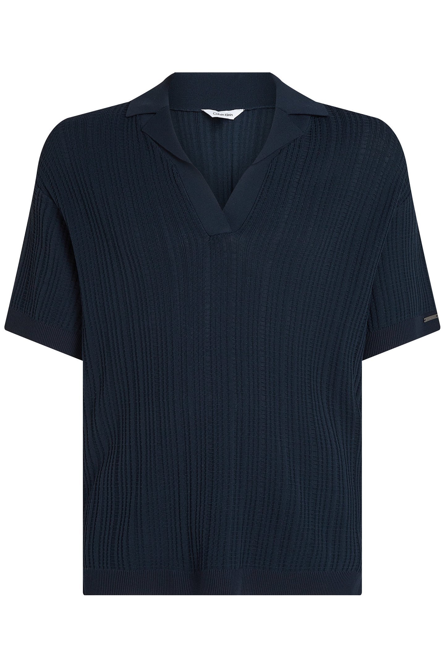 OPEN KNIT LONG FIT POLO DARK SAPPHIRE 4