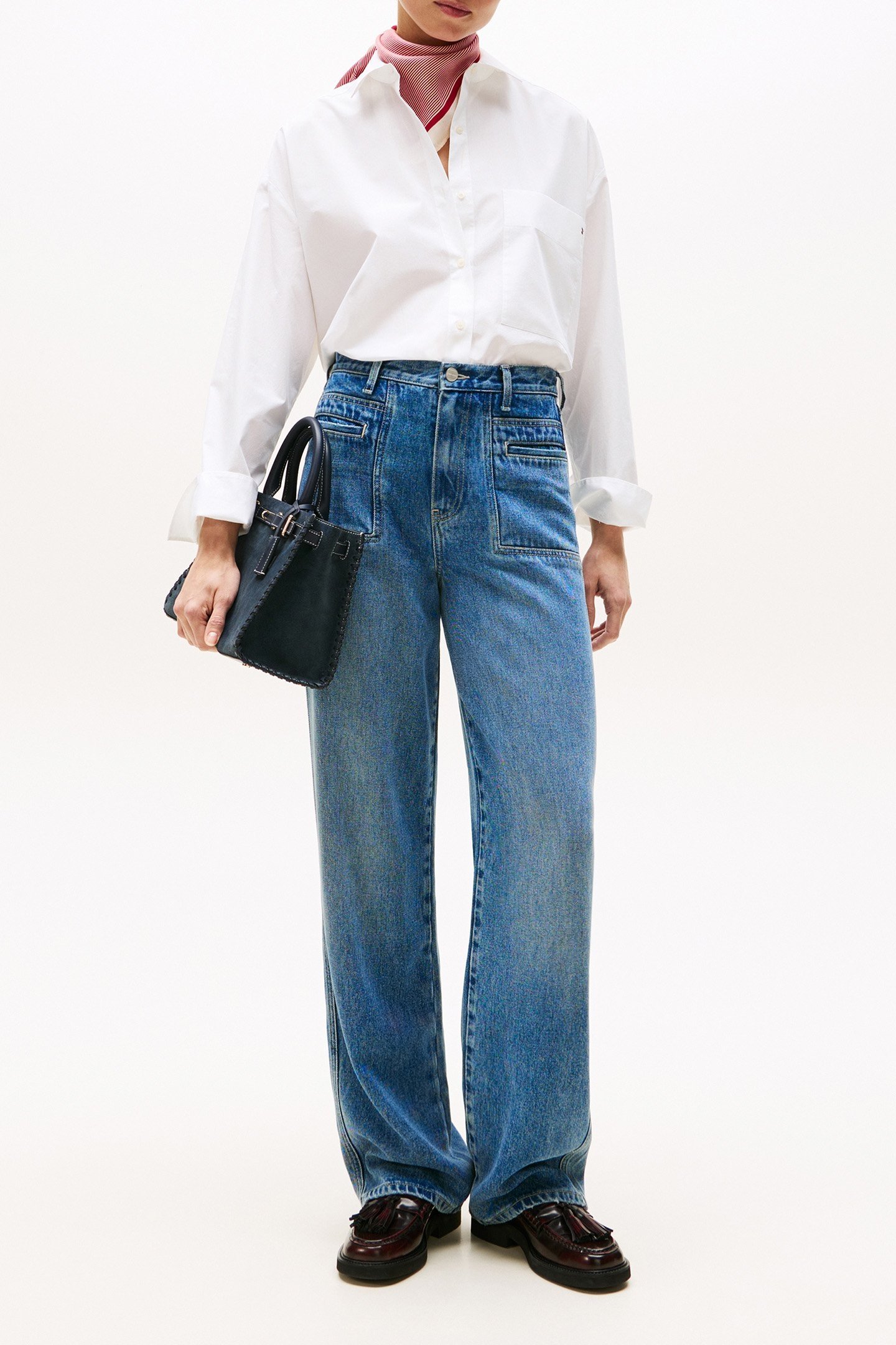 ESS POPLIN LOOSE FIT BLOUSE, WHITE 2