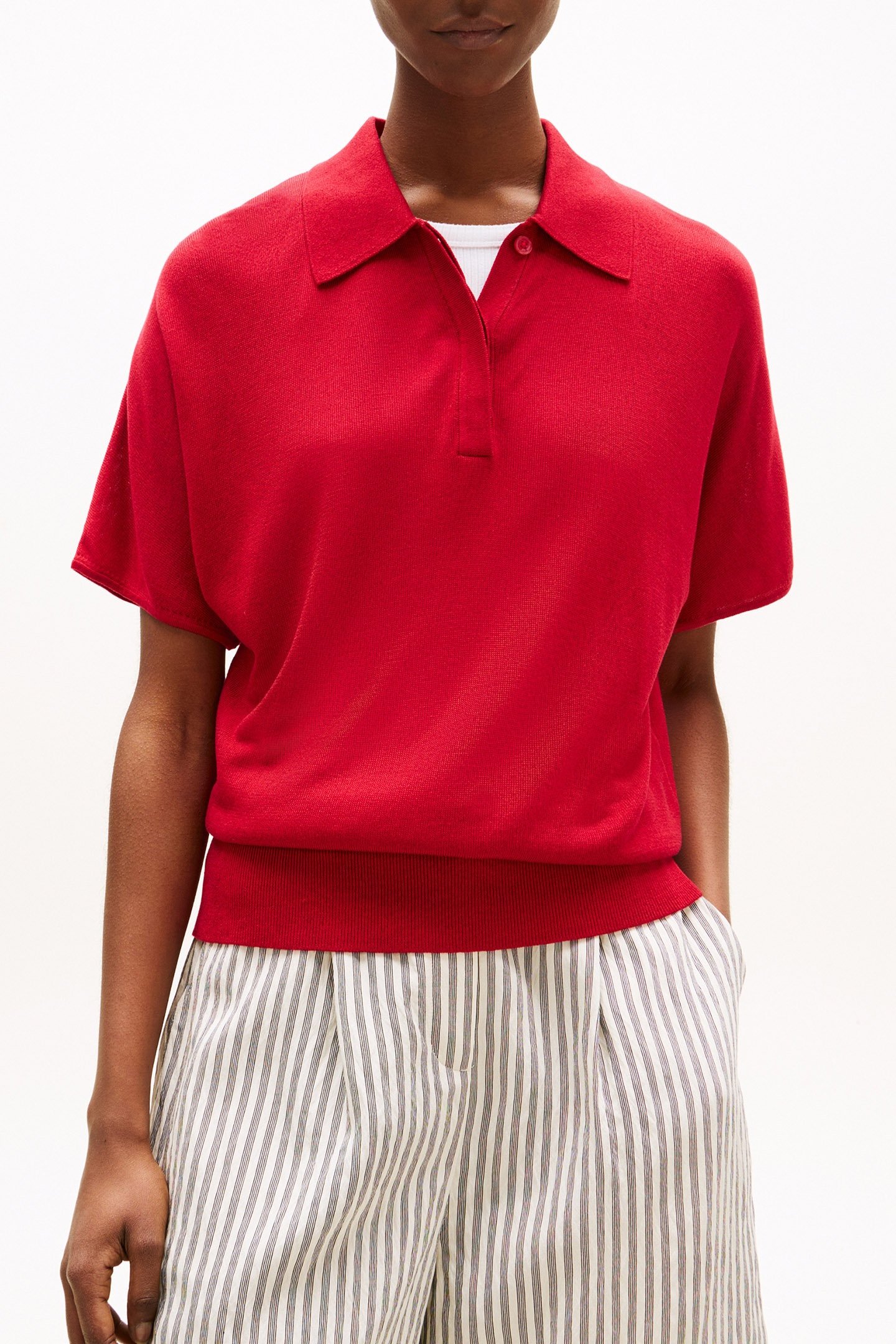 LYOCELL SILK S/S POLO MEDIUM RED 1
