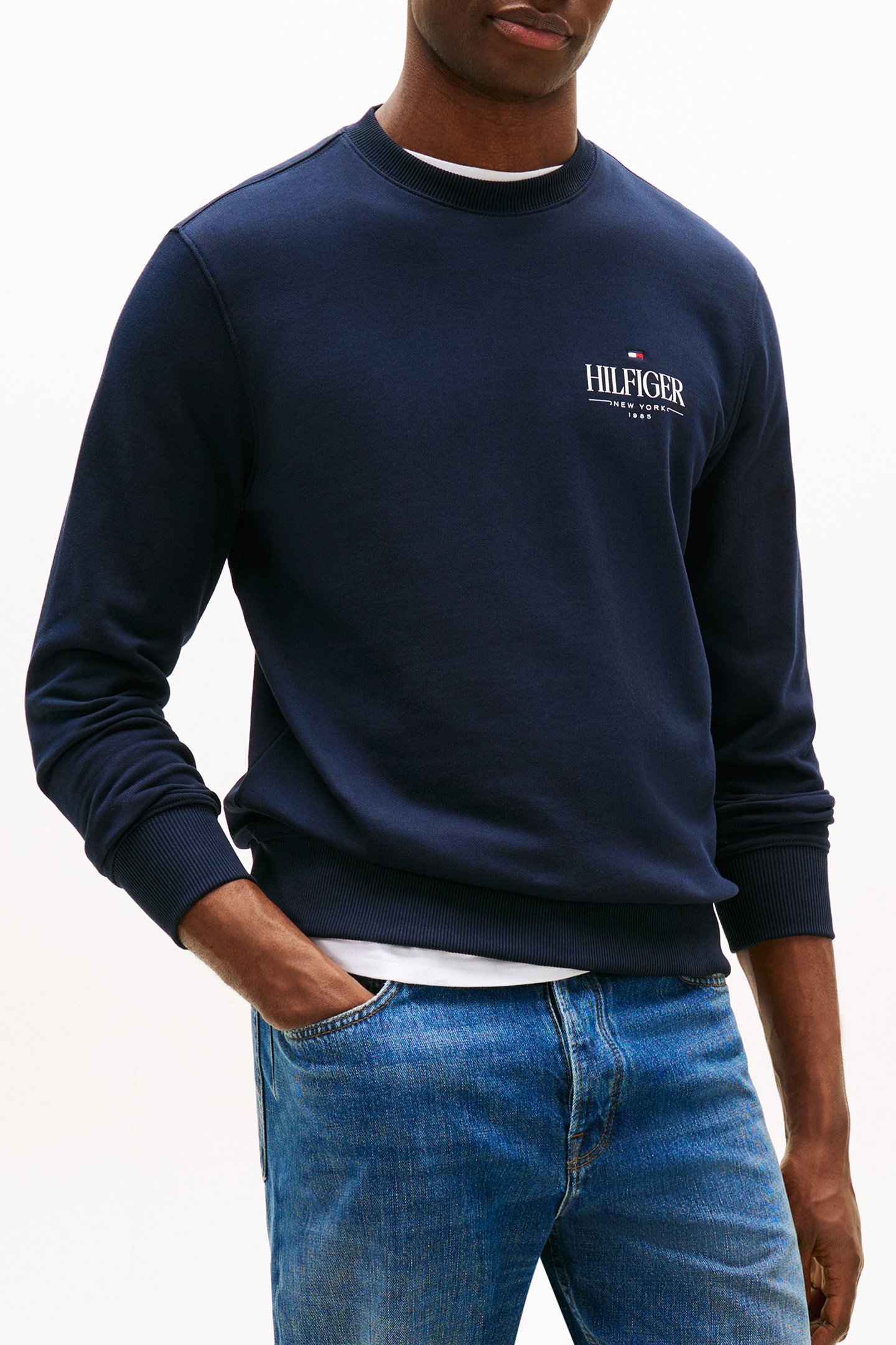 HILFIGER STACKED STANDARD FIT SWEATSHIRT DESERT SKY BLUE 1