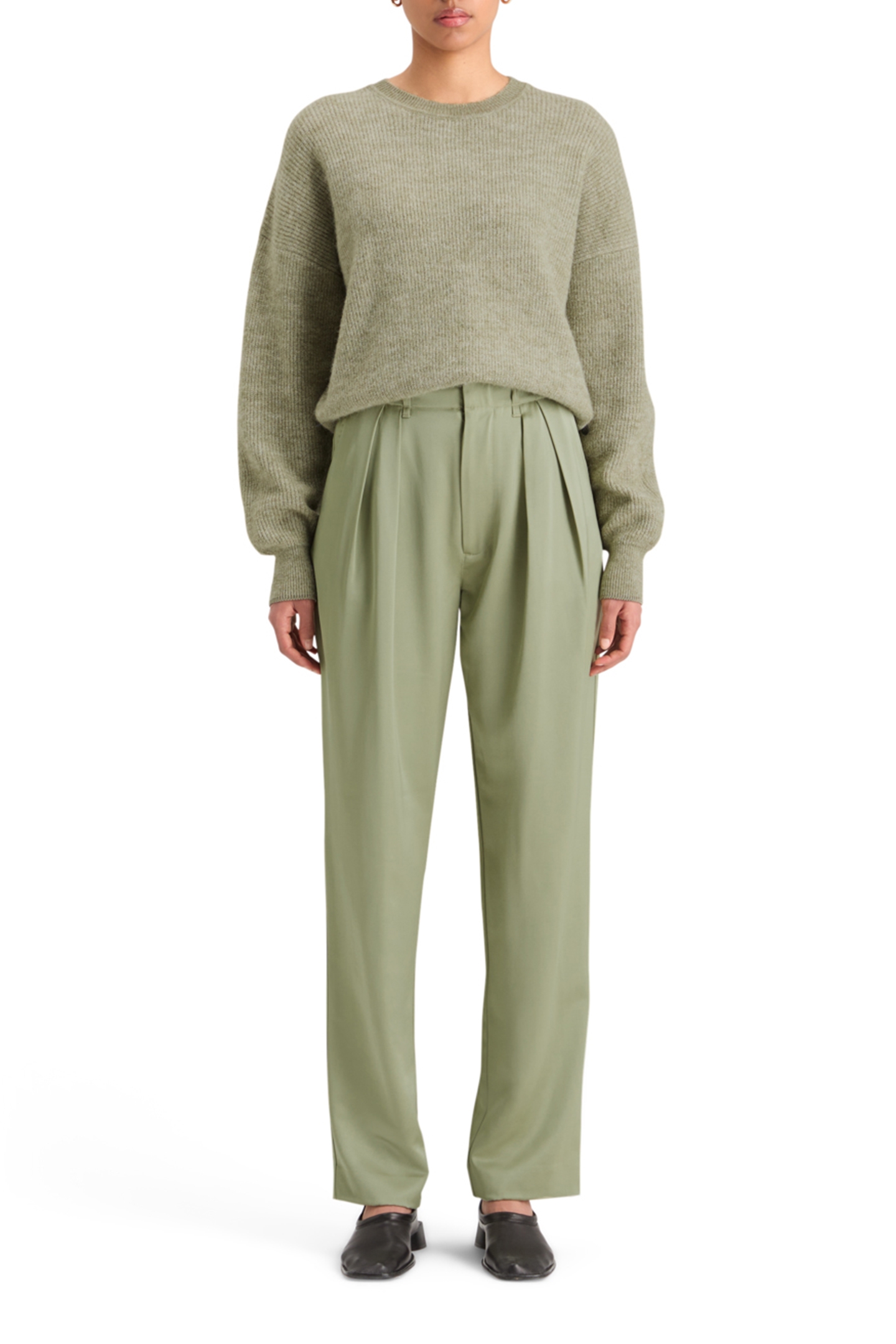 FUZZY CREW NECK PULLOVER WASHED SAGE MELANGE 3