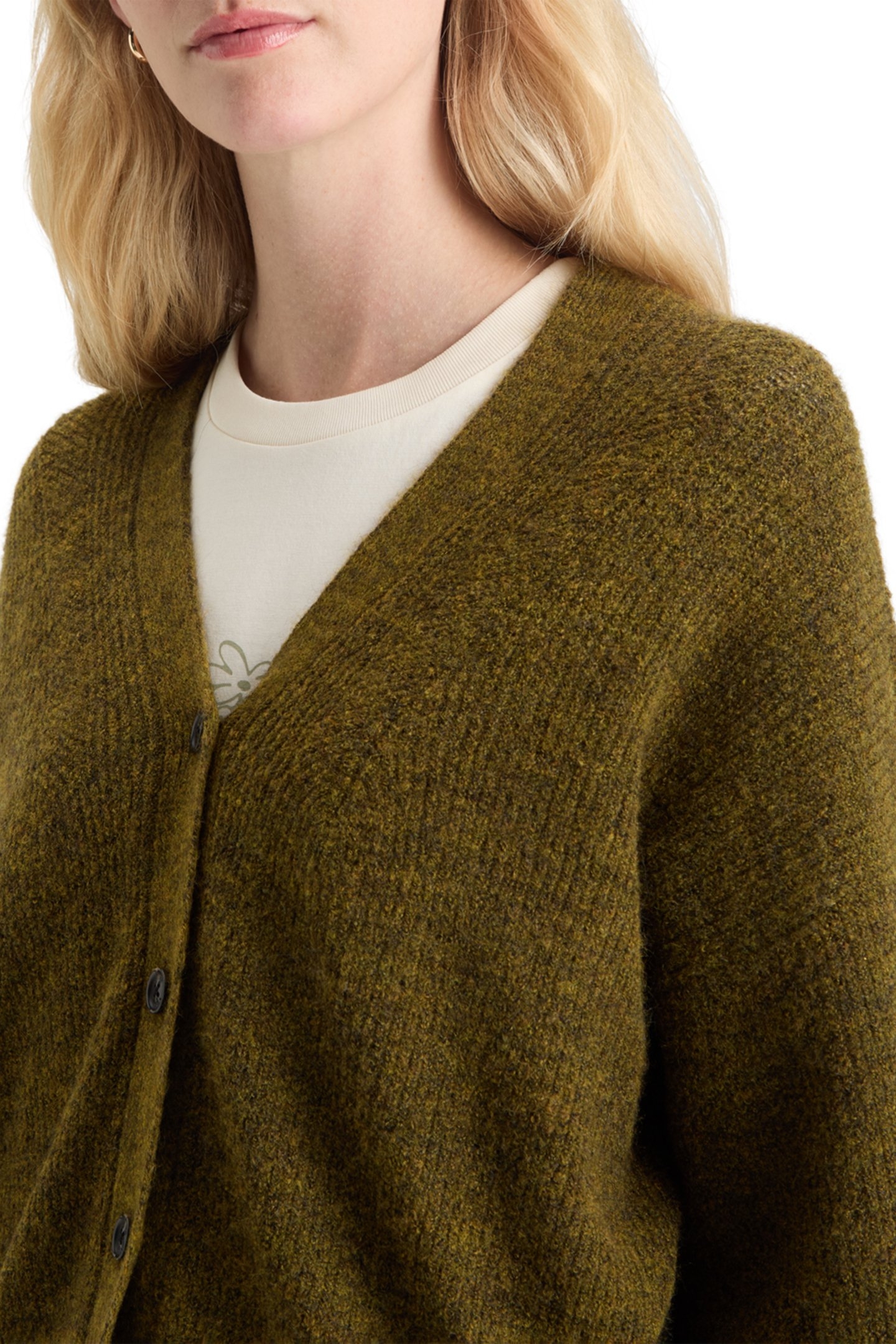 FUZZY RELAXED CARDIGAN OLIVE MELANGE 7