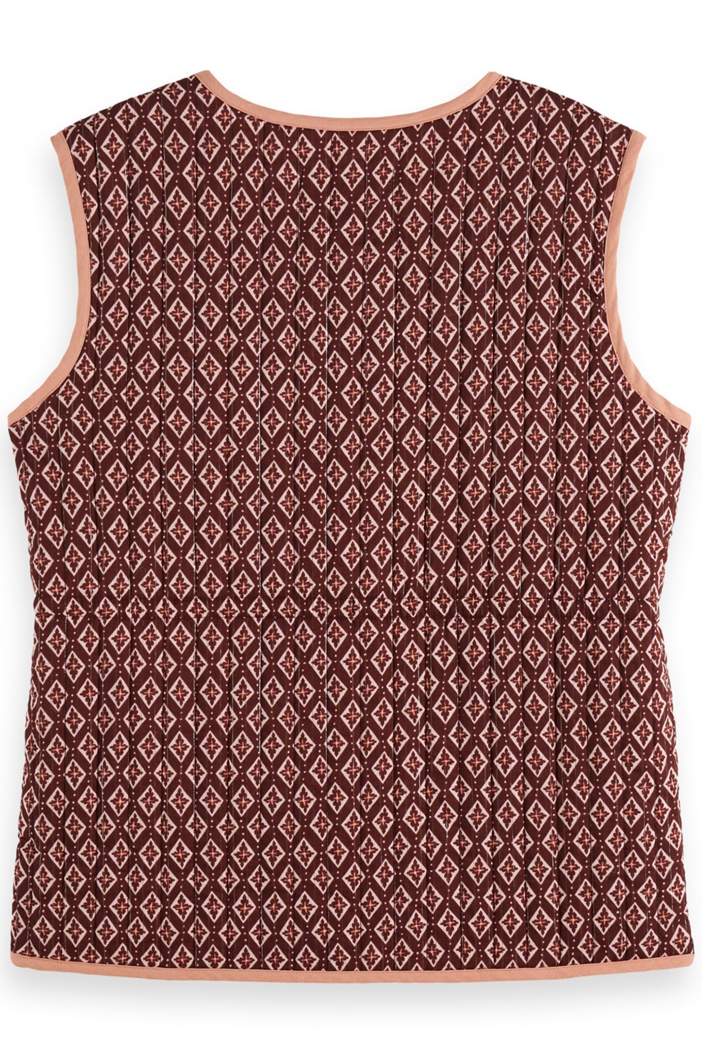 BLOCK PRINT GILET GEO FLOWER BORDEAUX 2