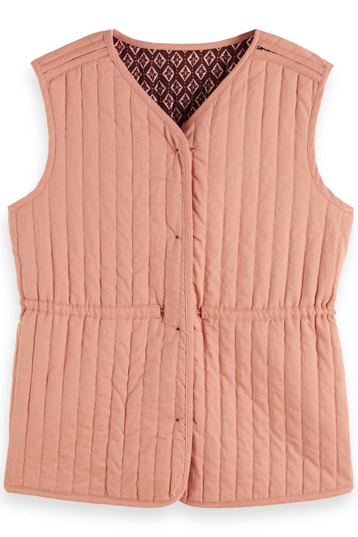 BLOCK PRINT GILET GEO FLOWER BORDEAUX 1