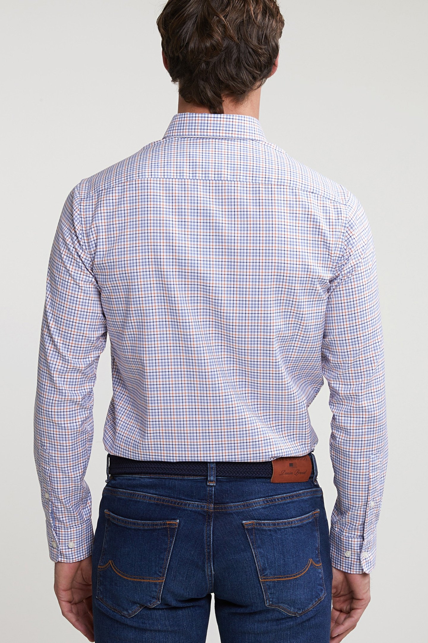 CUSTOM FIT CHECKED SHIRT BLUE/ORANGE 2