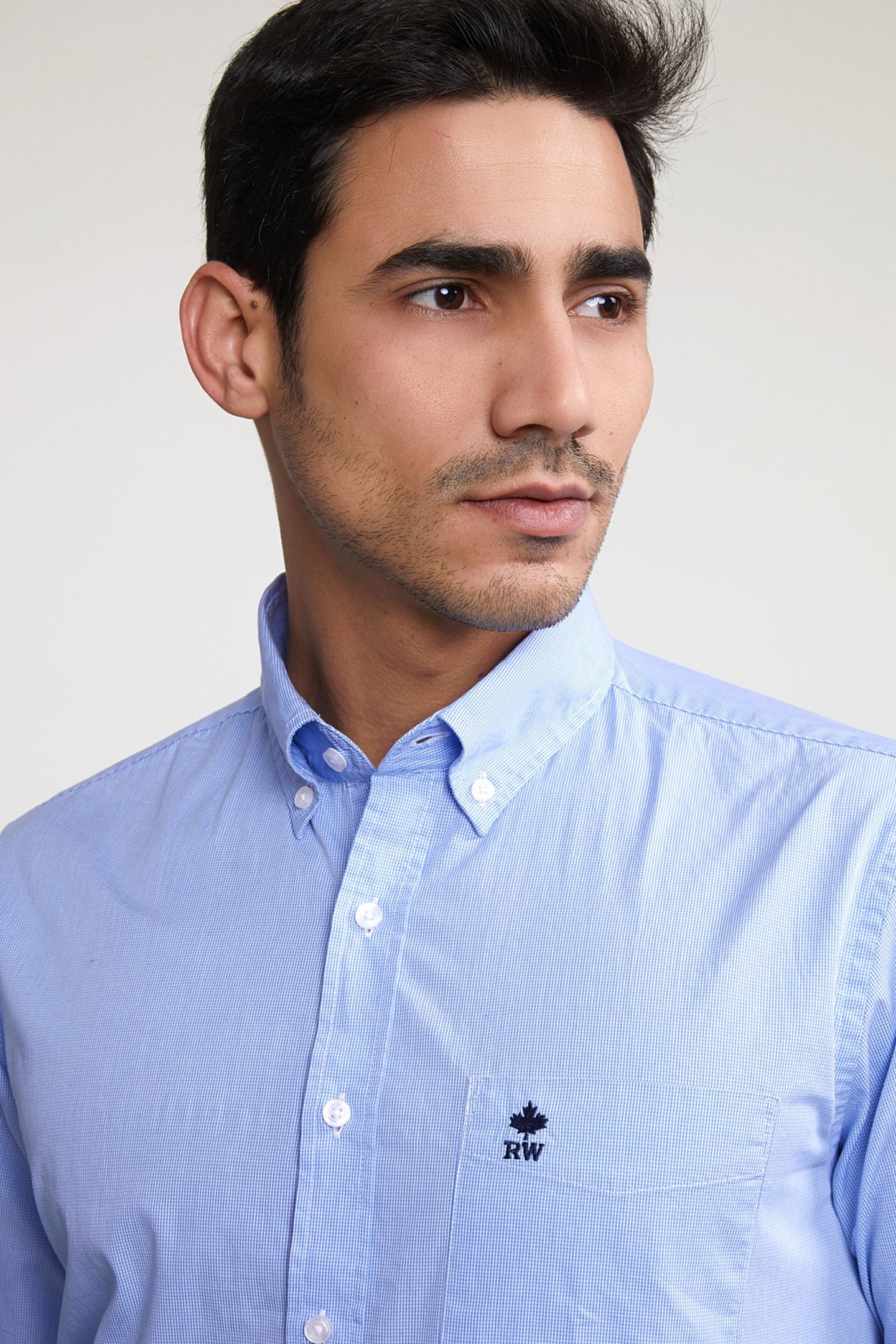 REGULAR FIT CHECKED SHIRT WITH POCKET BLUE/WHITE 3
