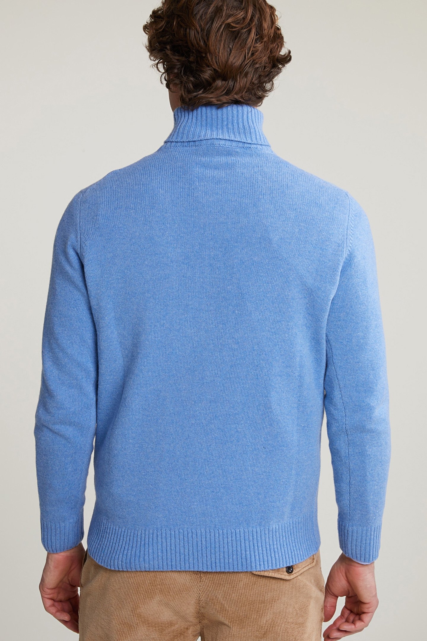 LOOSE FIT WOOL-CASHMERE ROLL NECK SWEATER SKY MIX 2