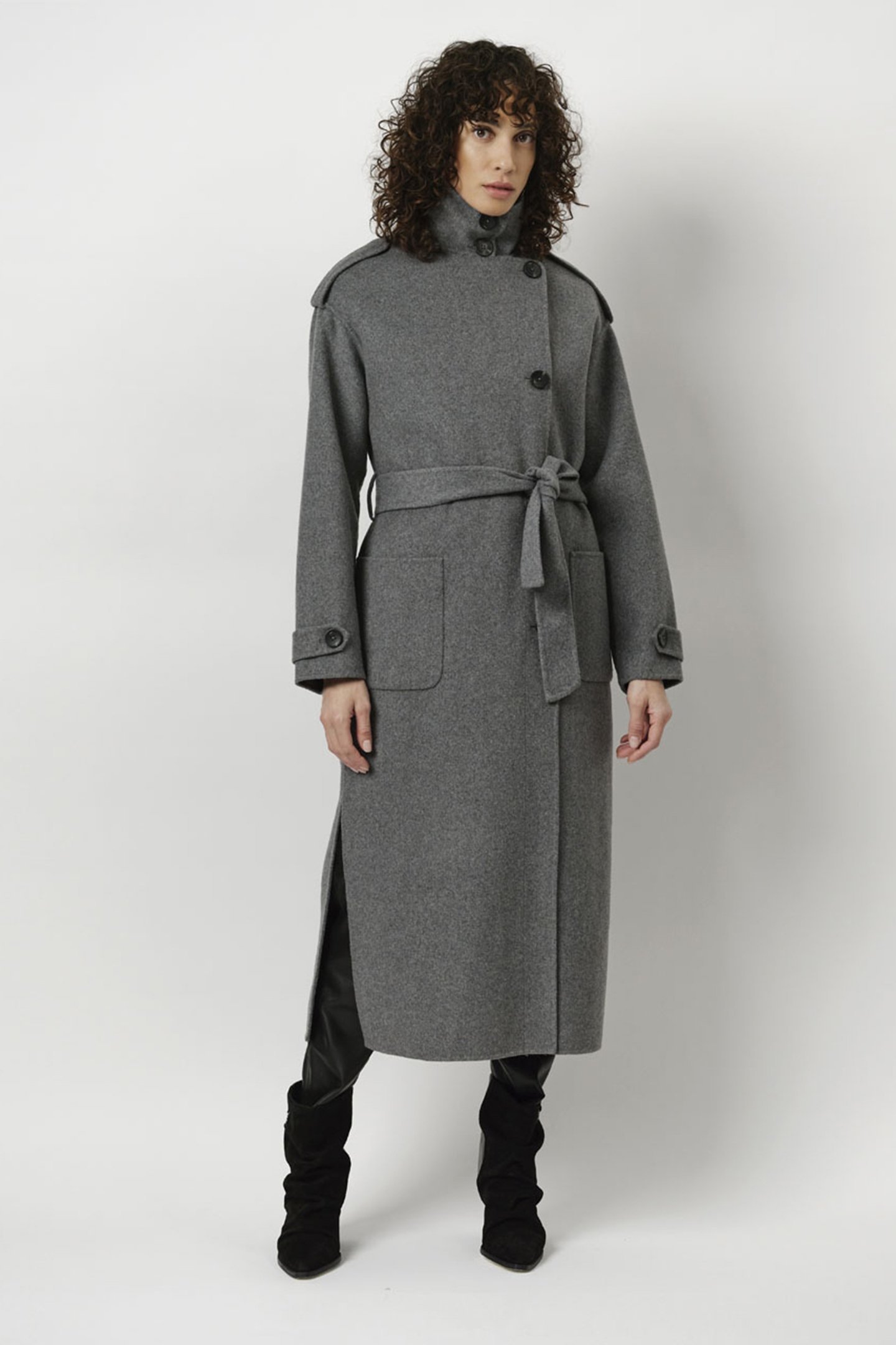 BOSA WOOL BLEND TRENCHCOAT GREY MIST 1