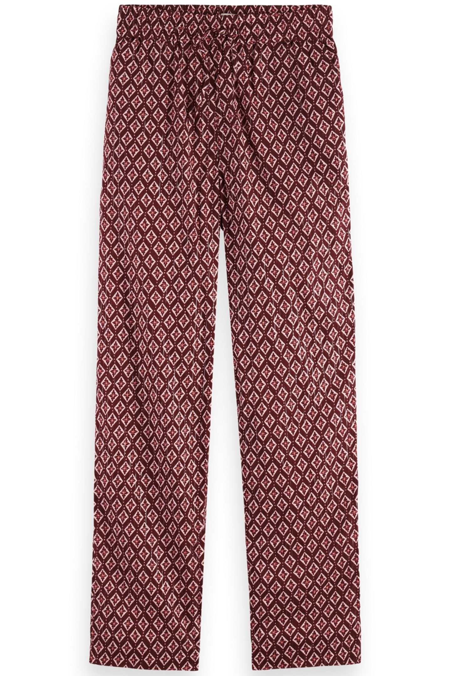 GIA BLOCK PRINT PULL ON PANT GEO FLOWER BORDEAUX 4