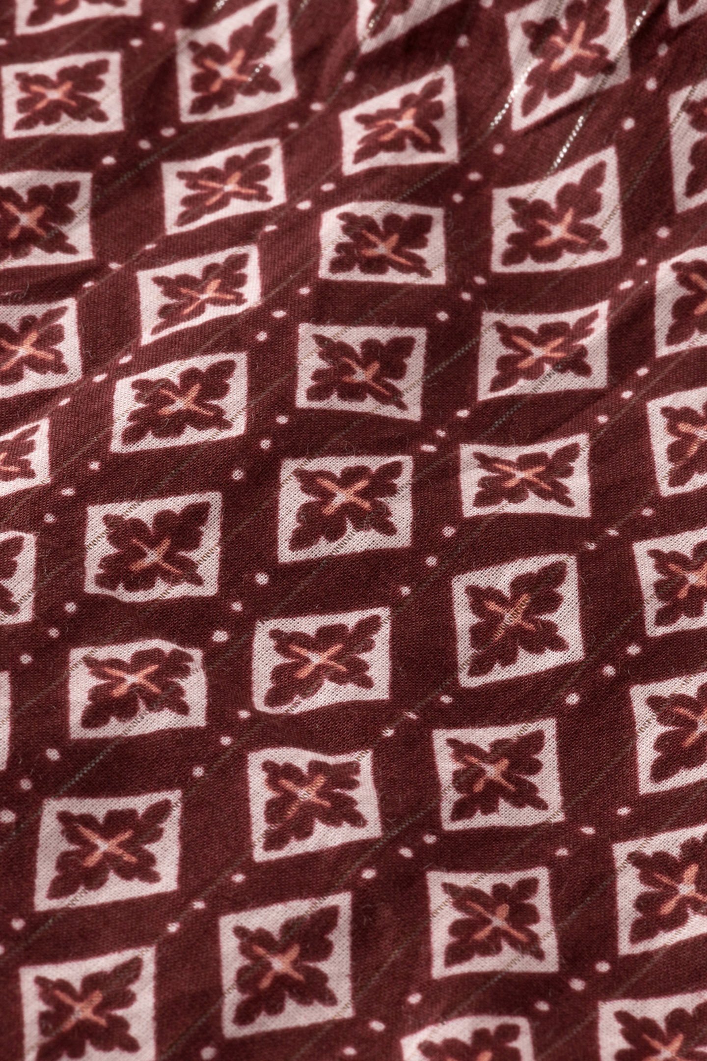 MINI DRESS WITH SMOCK GEO FLOWER BORDEAUX 8