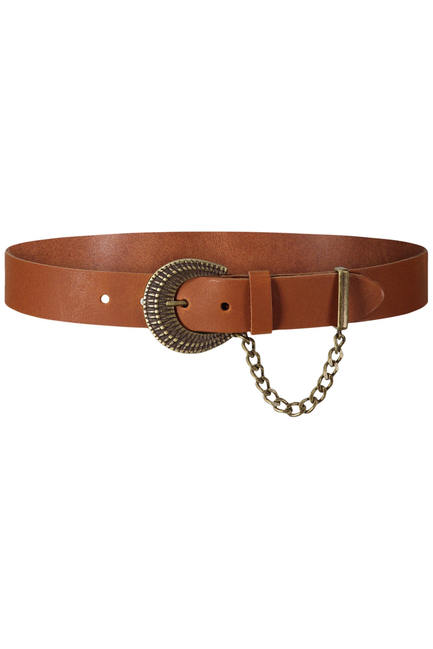 BELT WITH BUCKLE AND CHAIN CARAMEL COFFEE 1