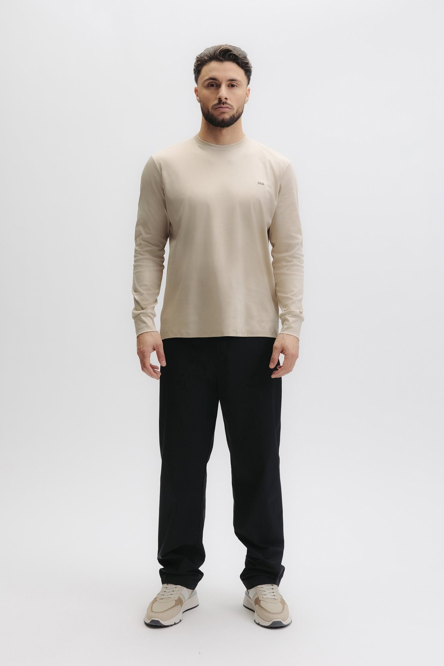 QXI SLIM L/S T-SHIRT FEATHER BEIGE 1