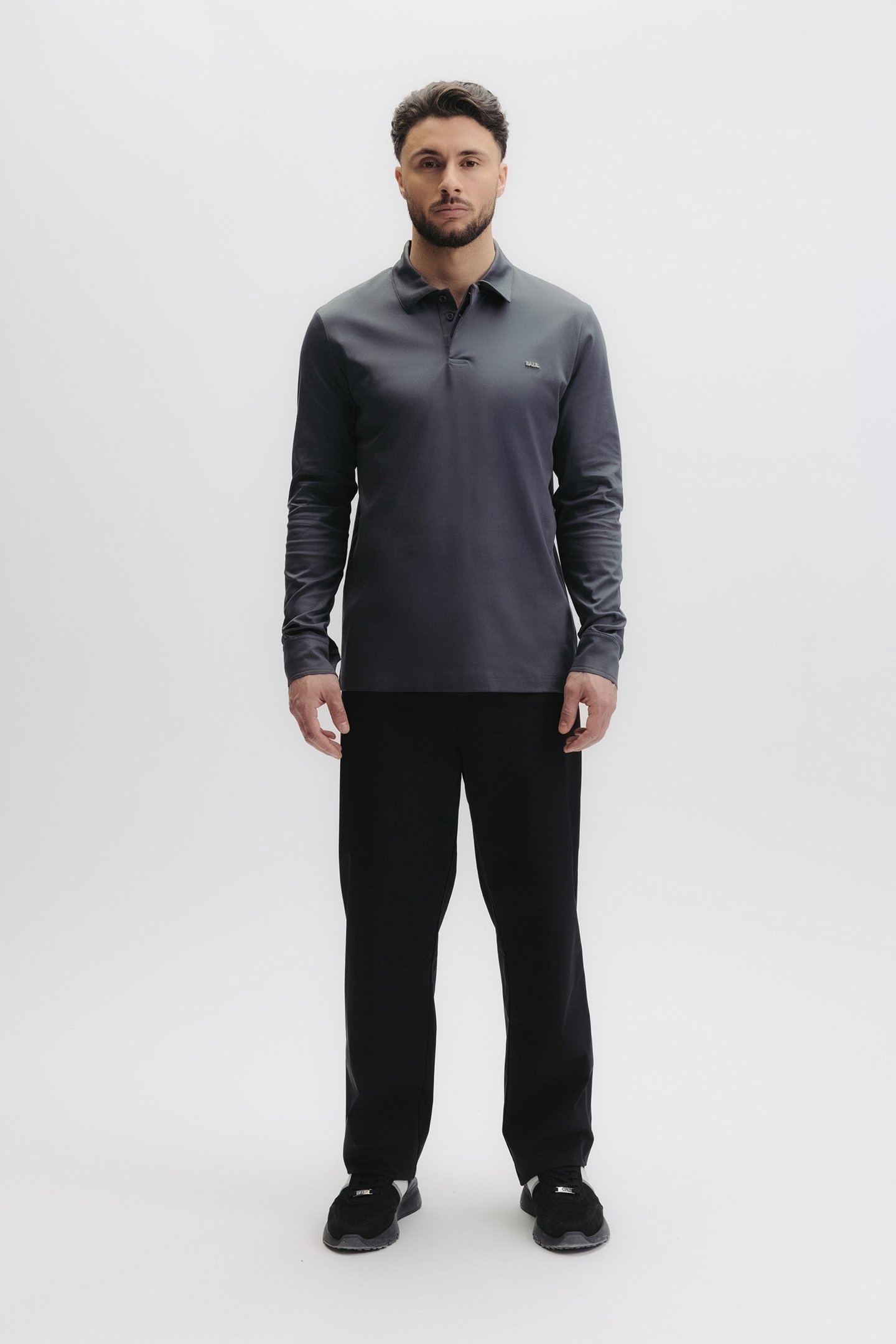 QXI SLIM L/S POLO EBONY BLUE 1