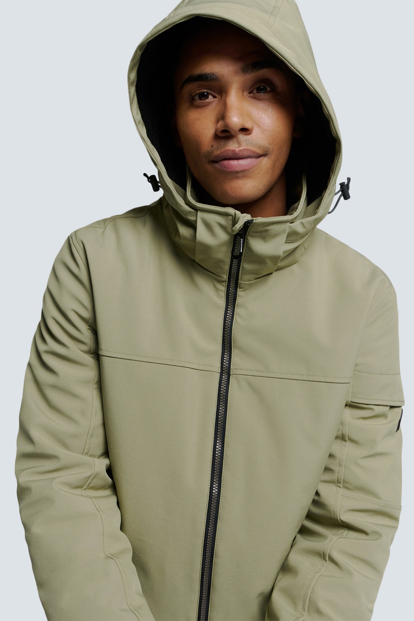 JACKET SHORT FIT HOODED SOFTSHELL STRETCH SMOKE 6