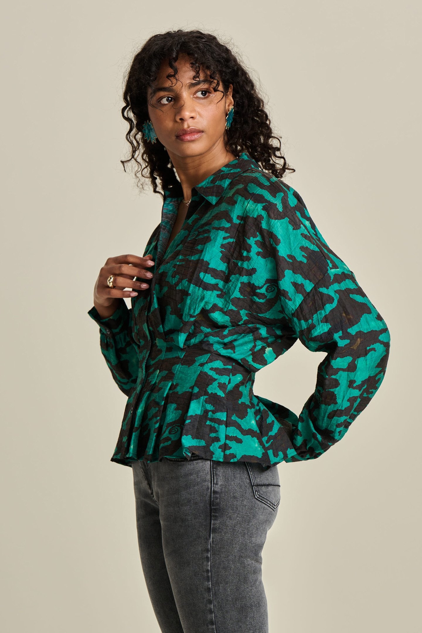 BLOUSE - CAMO TEAL GREEN 4