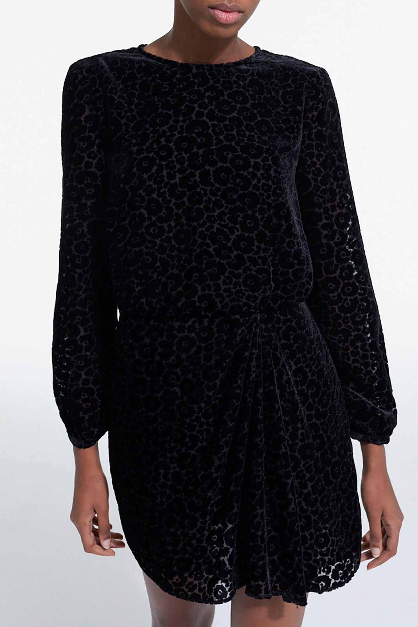 SHORT BURN OUT BLOSSOM BLACK DRESS BLACK 1