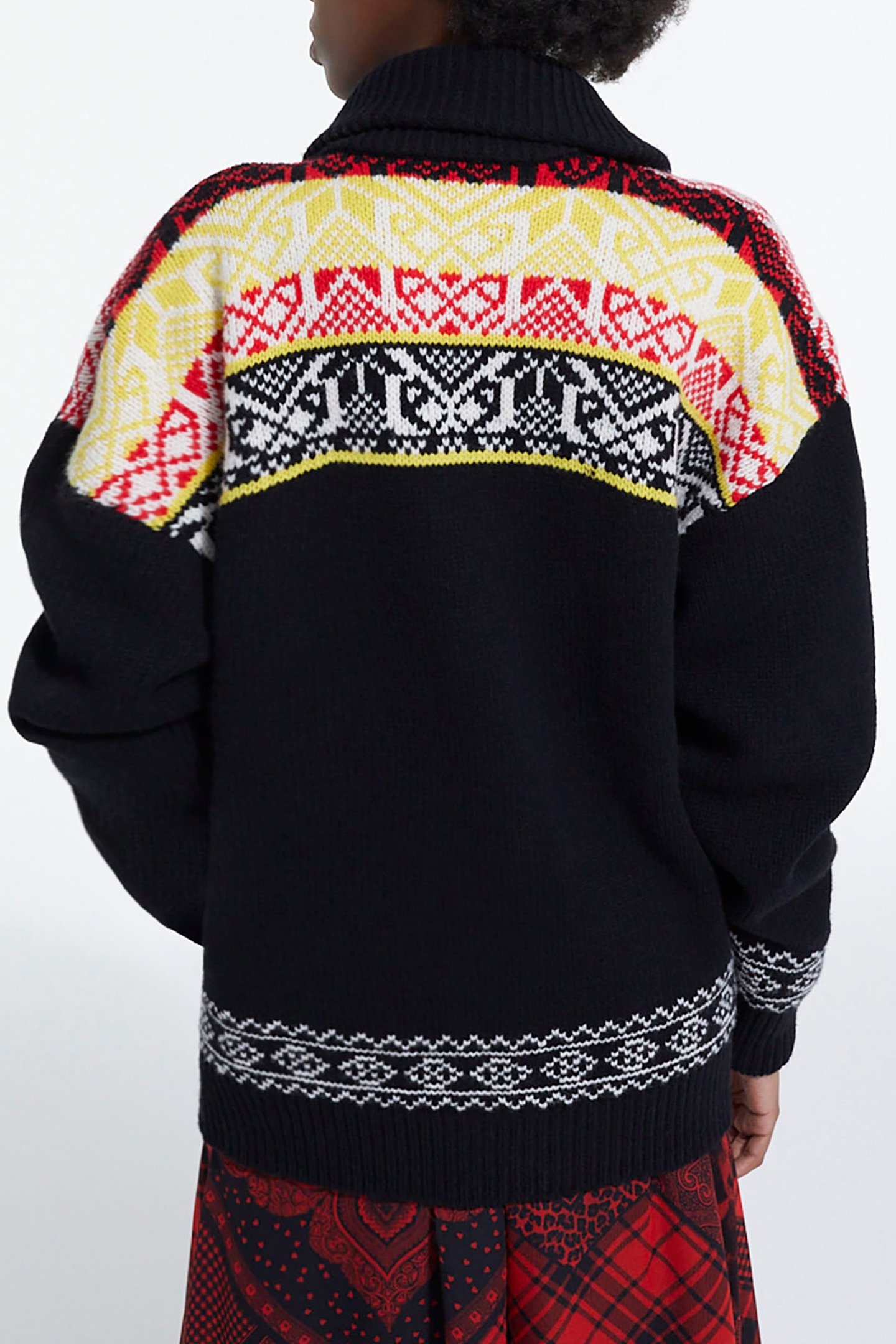 CARDGIGAN COL CHALE JACQUARD BLACK/RED/YELLOW 2