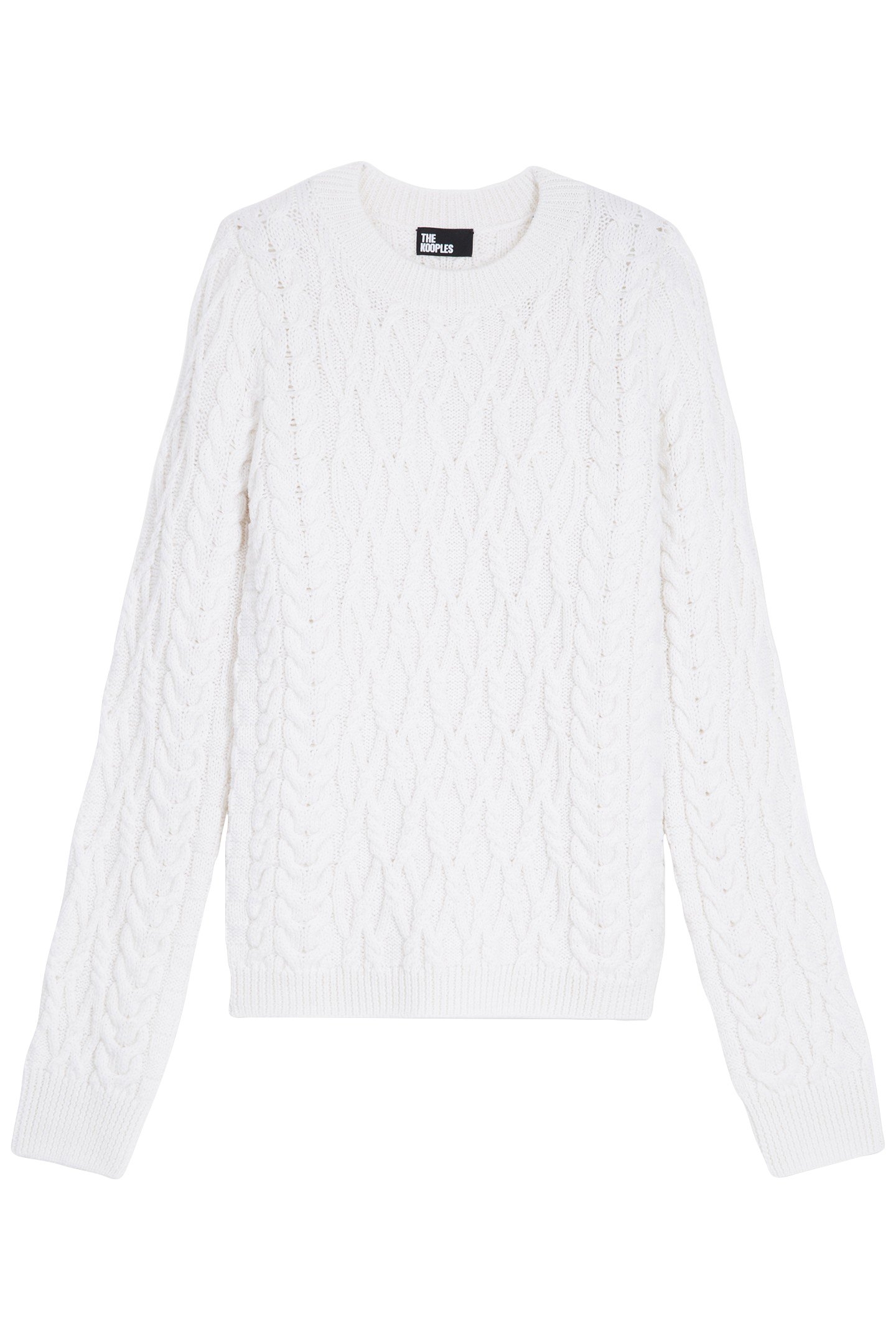 CABLE WOOL ROUND NECK SWEATER WHITE 5